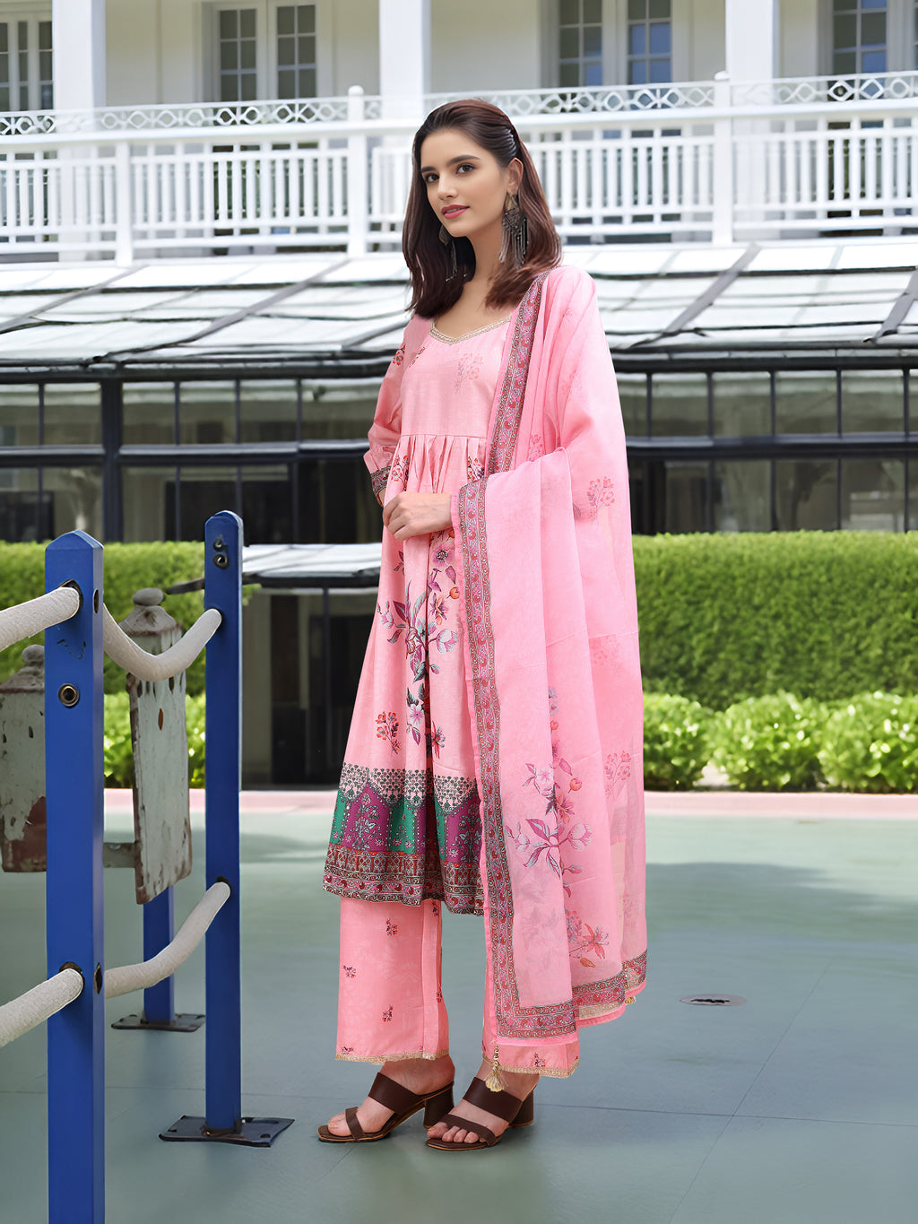 Pink Digital Print  Kurta Set