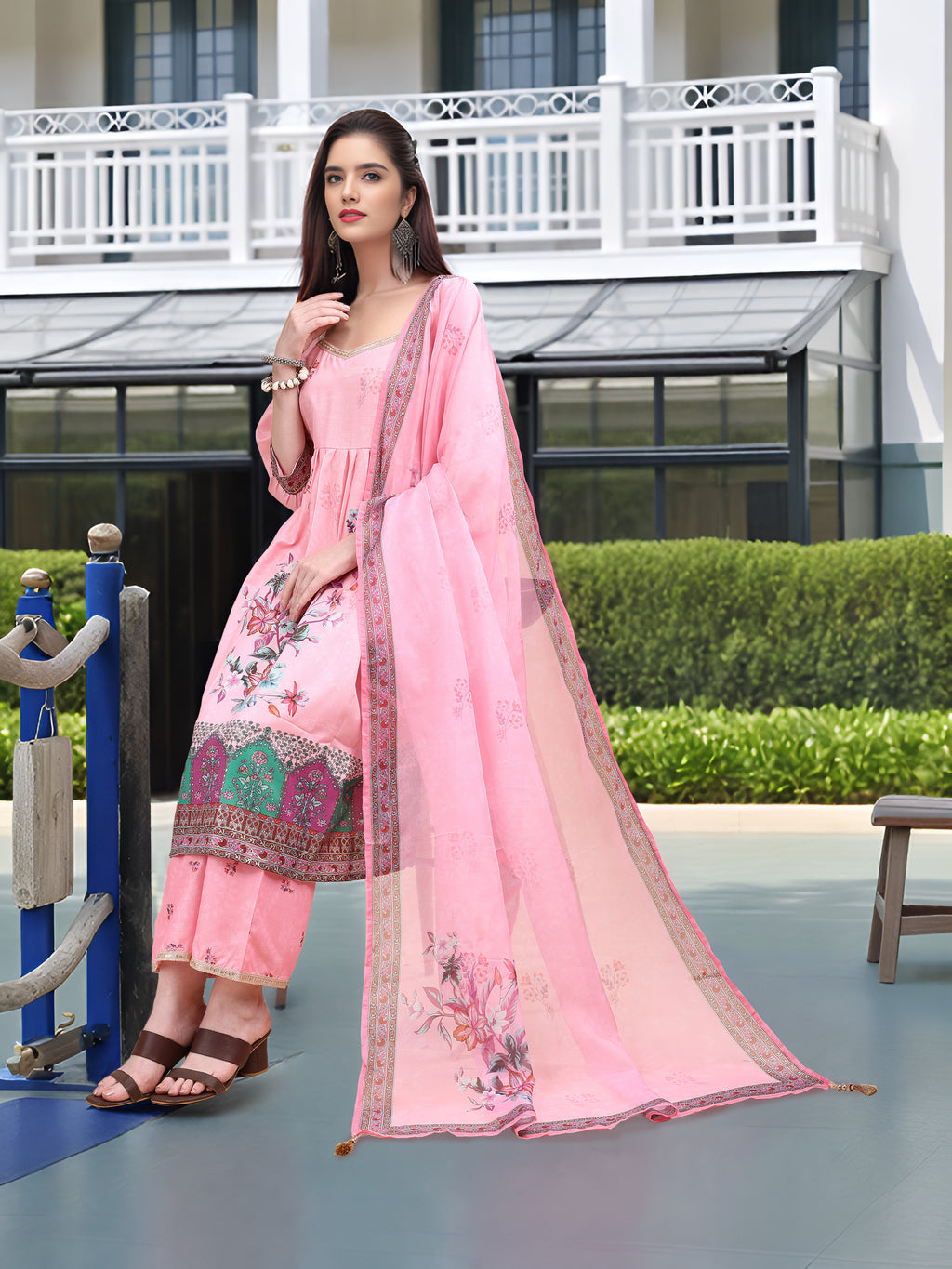 Pink Digital Print  Kurta Set