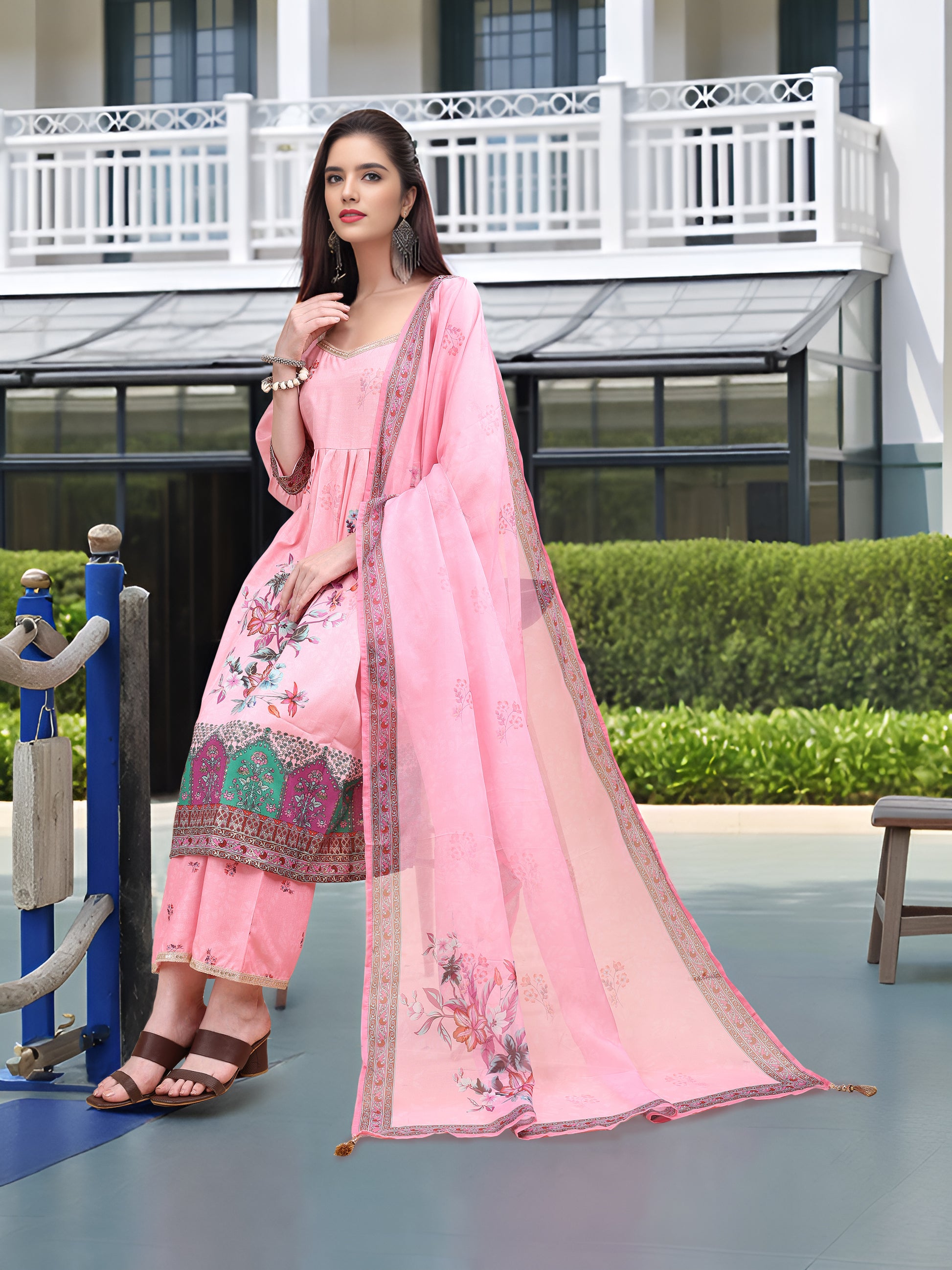 Pink Digital Print  Kurta Set