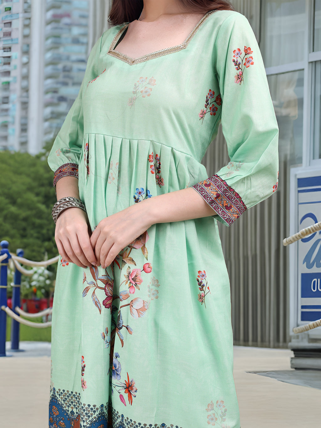 Green Digital Print  Kurta Set