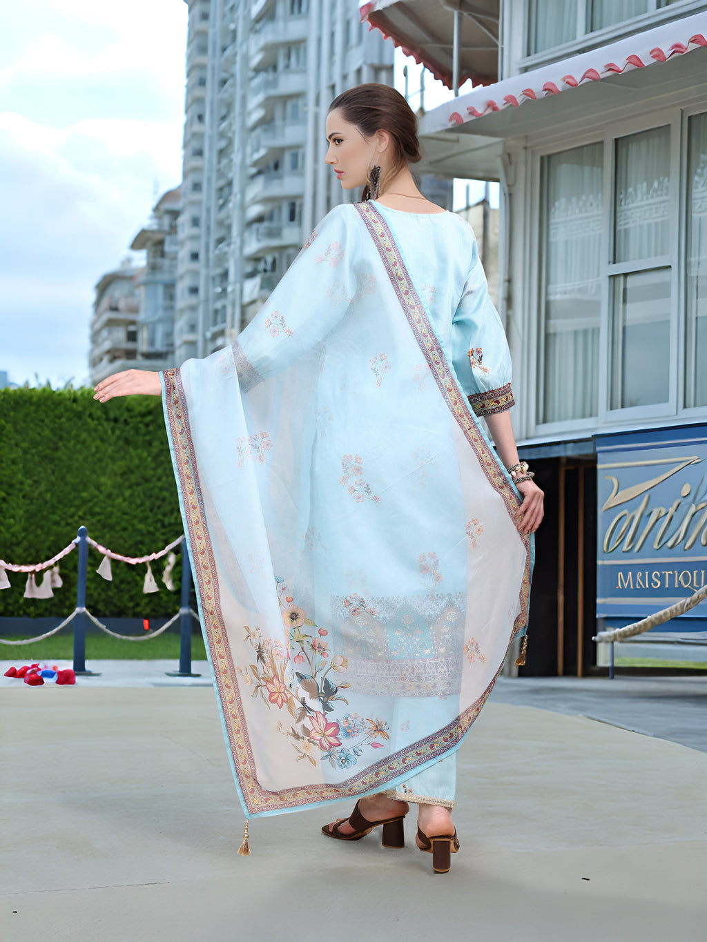 Sky Blue Digital Print  Kurta Set