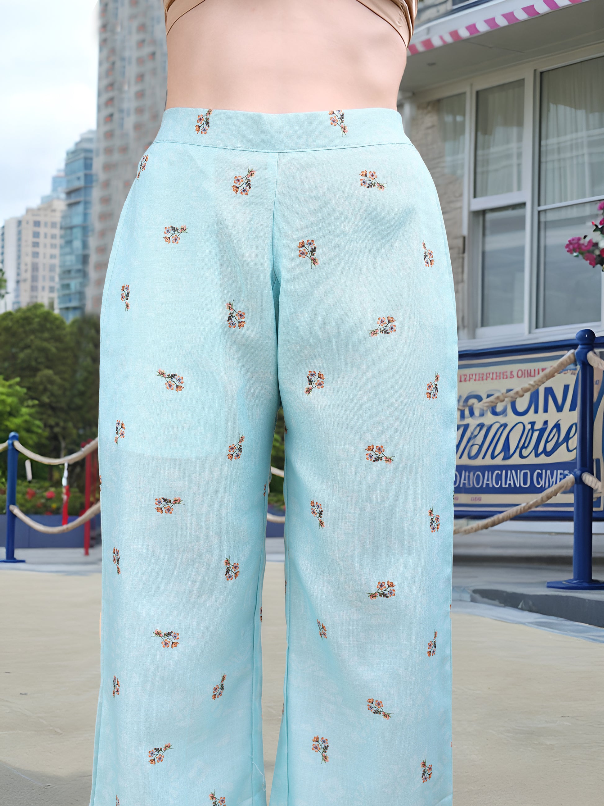 Sky Blue Digital Print  Kurta Set