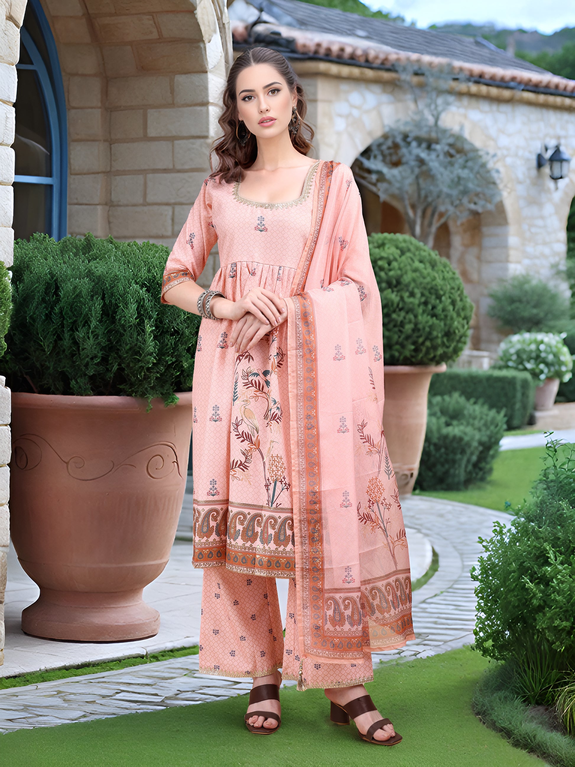 Pink Digital Print  Kurta Set