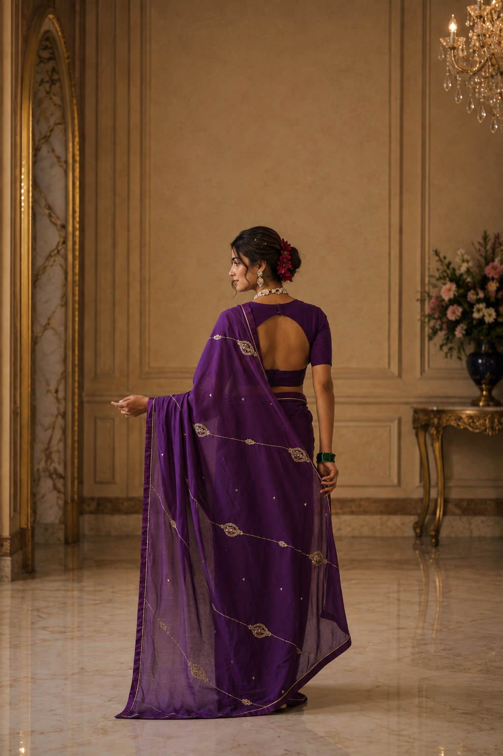 Women's Purple Cotton Silk  Saree with Unstitched Blouse