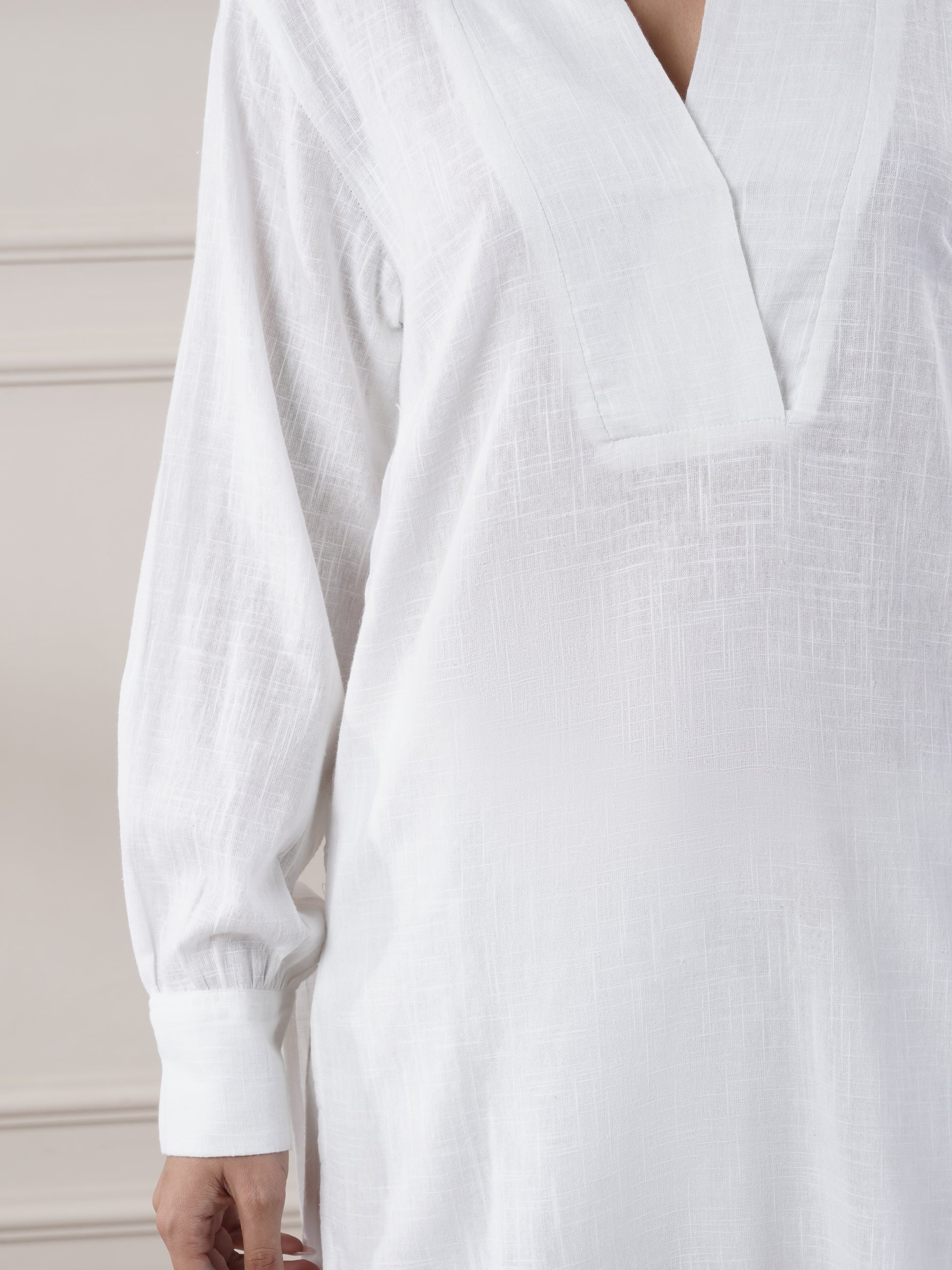 White Cotton Top With Flared Pants