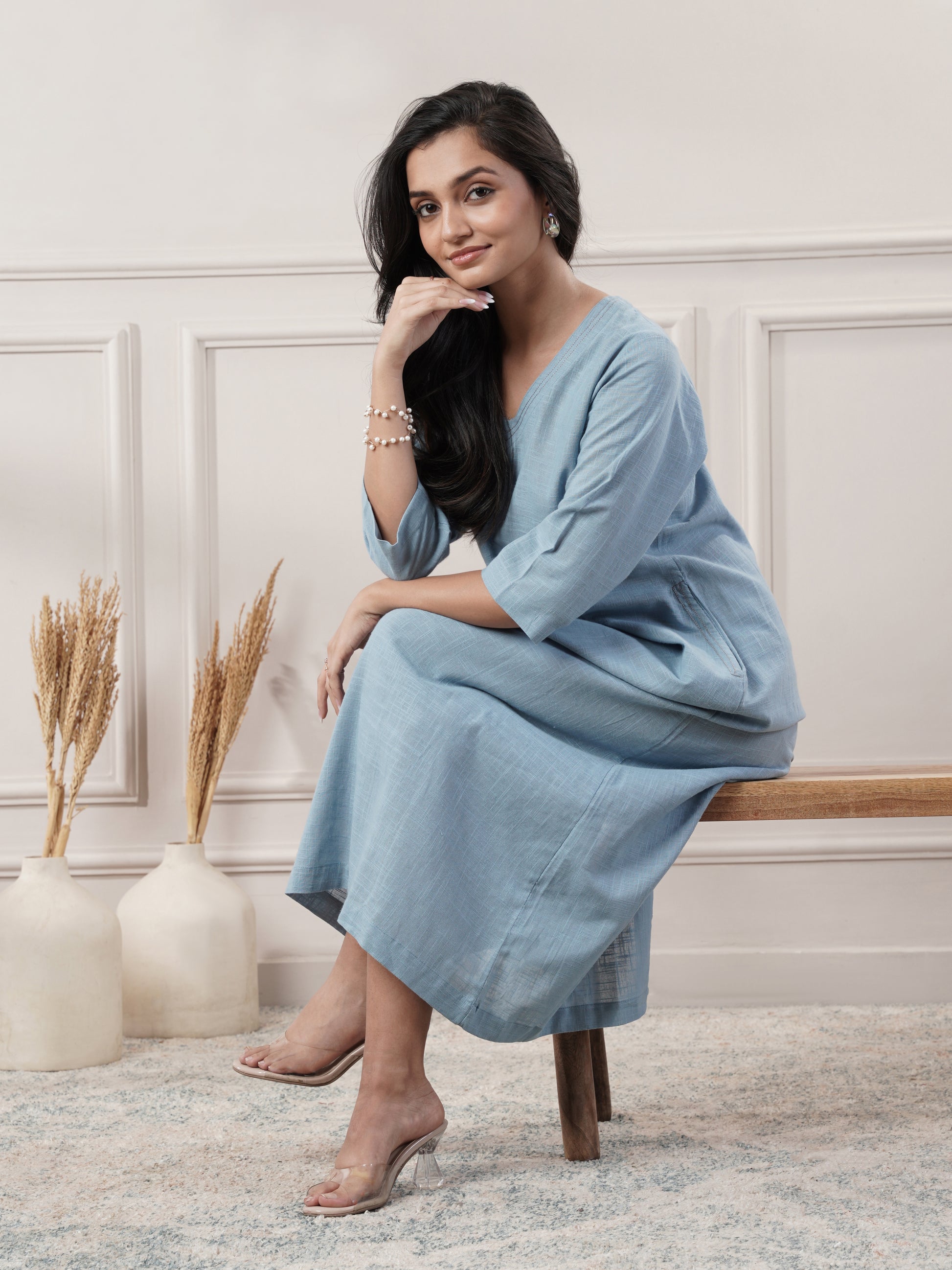 Sky Blue Party Wear Dress
