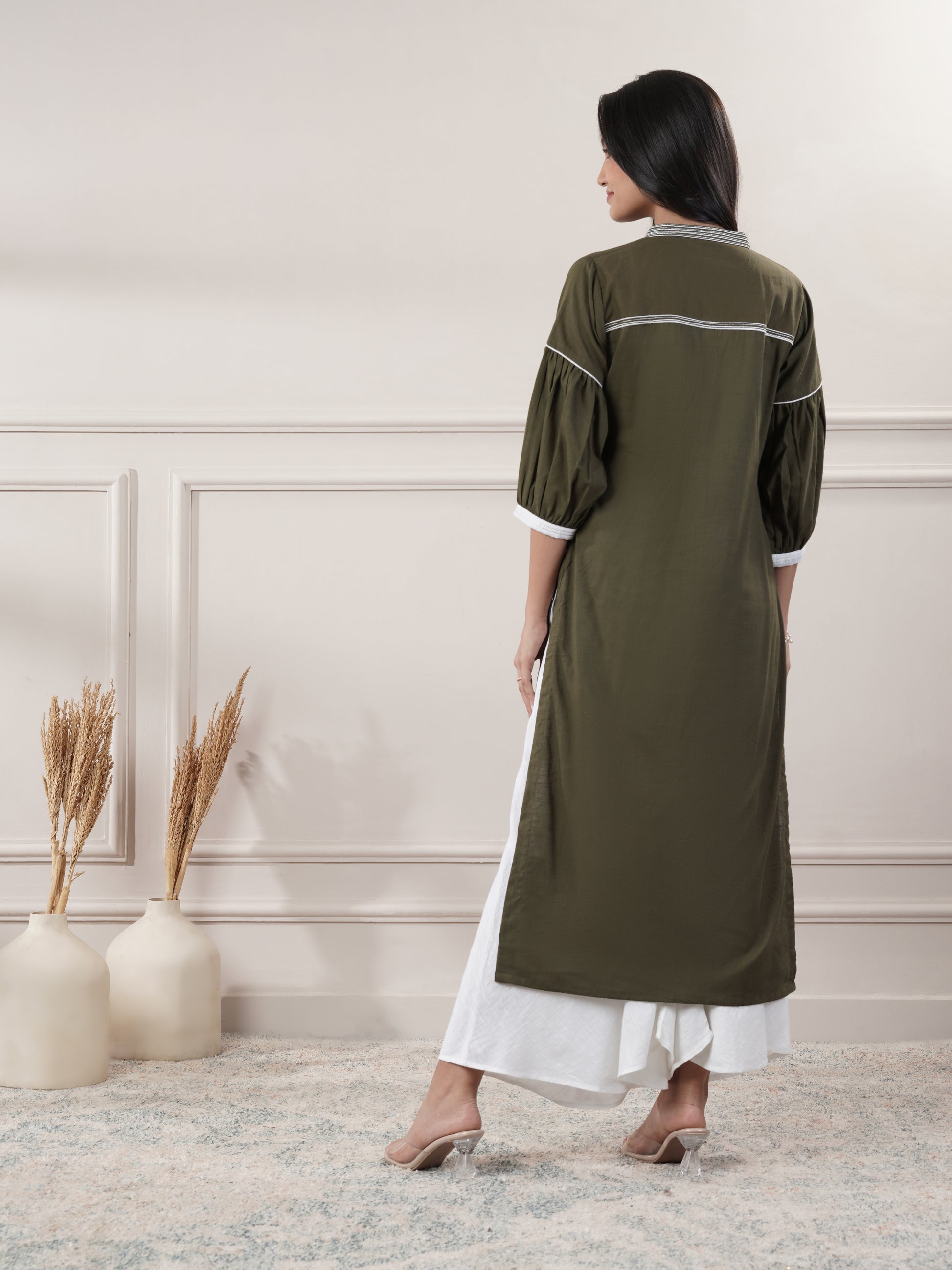 Green V - Neck Party Wear Dress