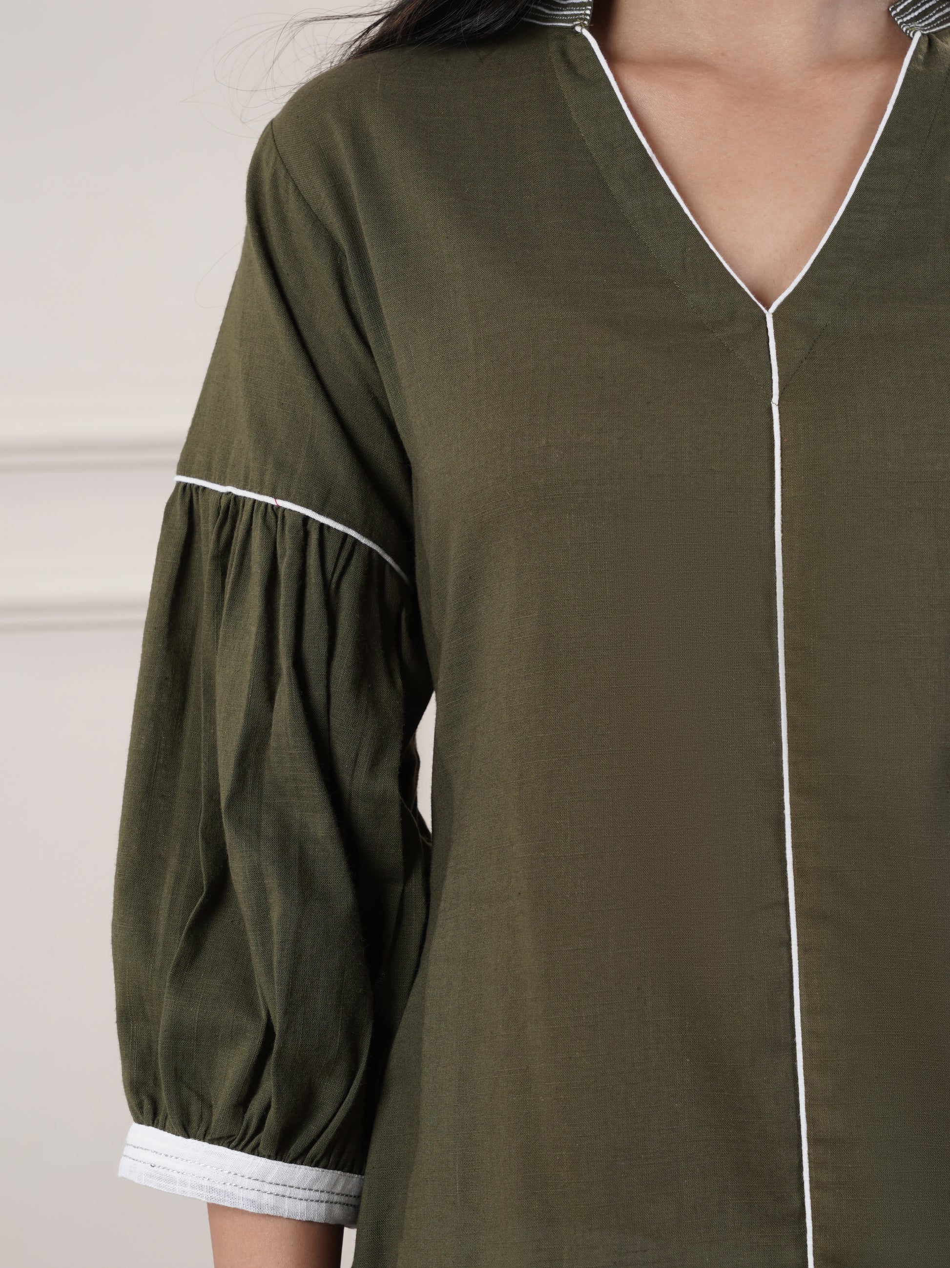 Green V - Neck Party Wear Dress
