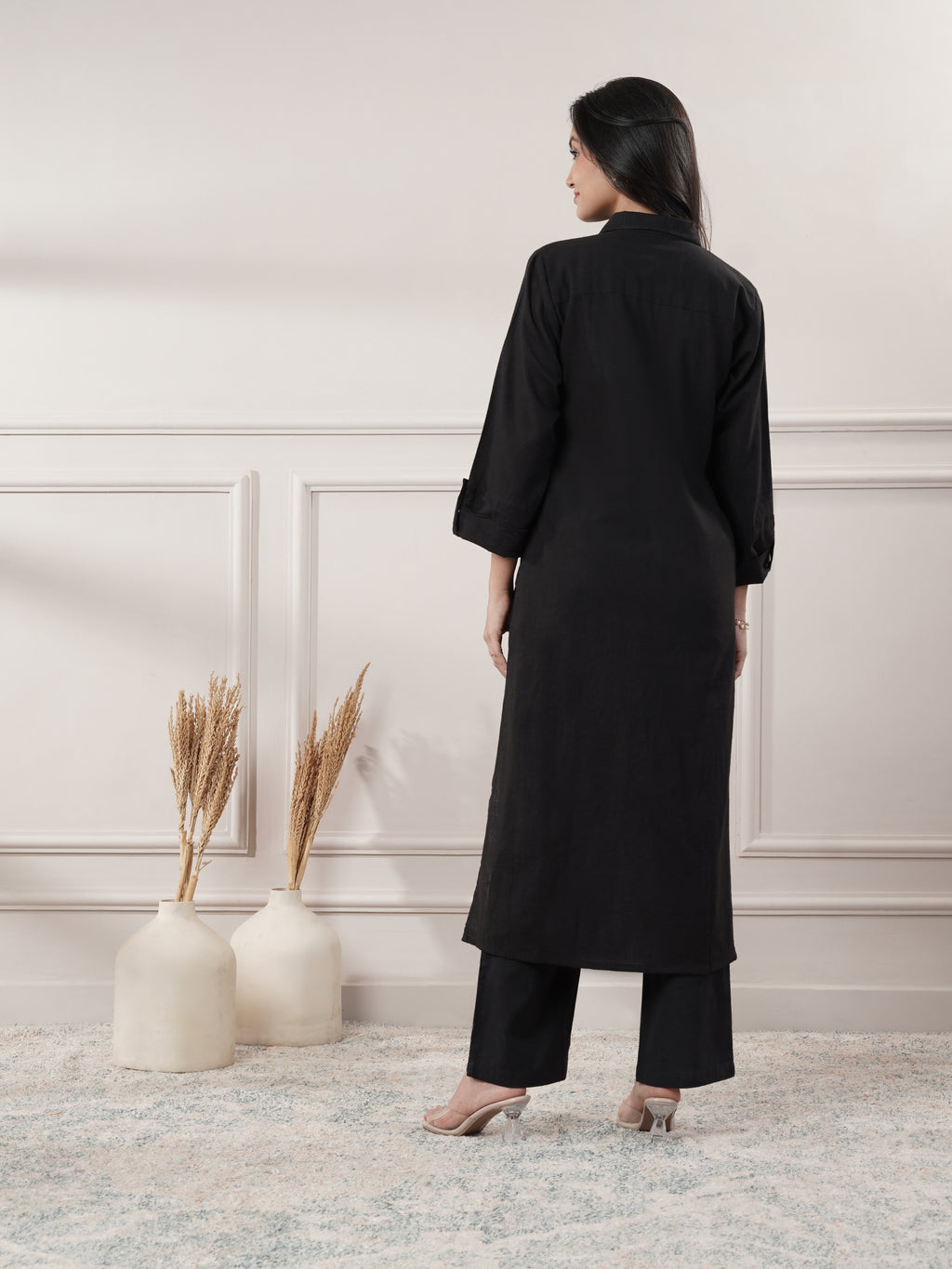 Black Cotton Party Wear Dress