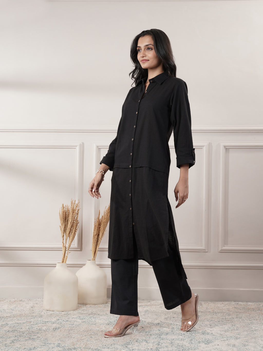 Black Cotton Party Wear Dress