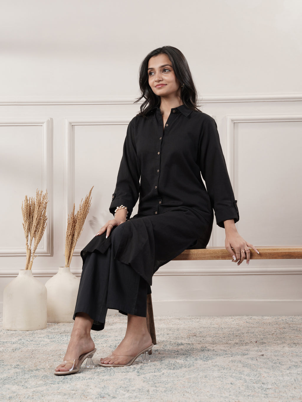 Black Cotton Party Wear Dress