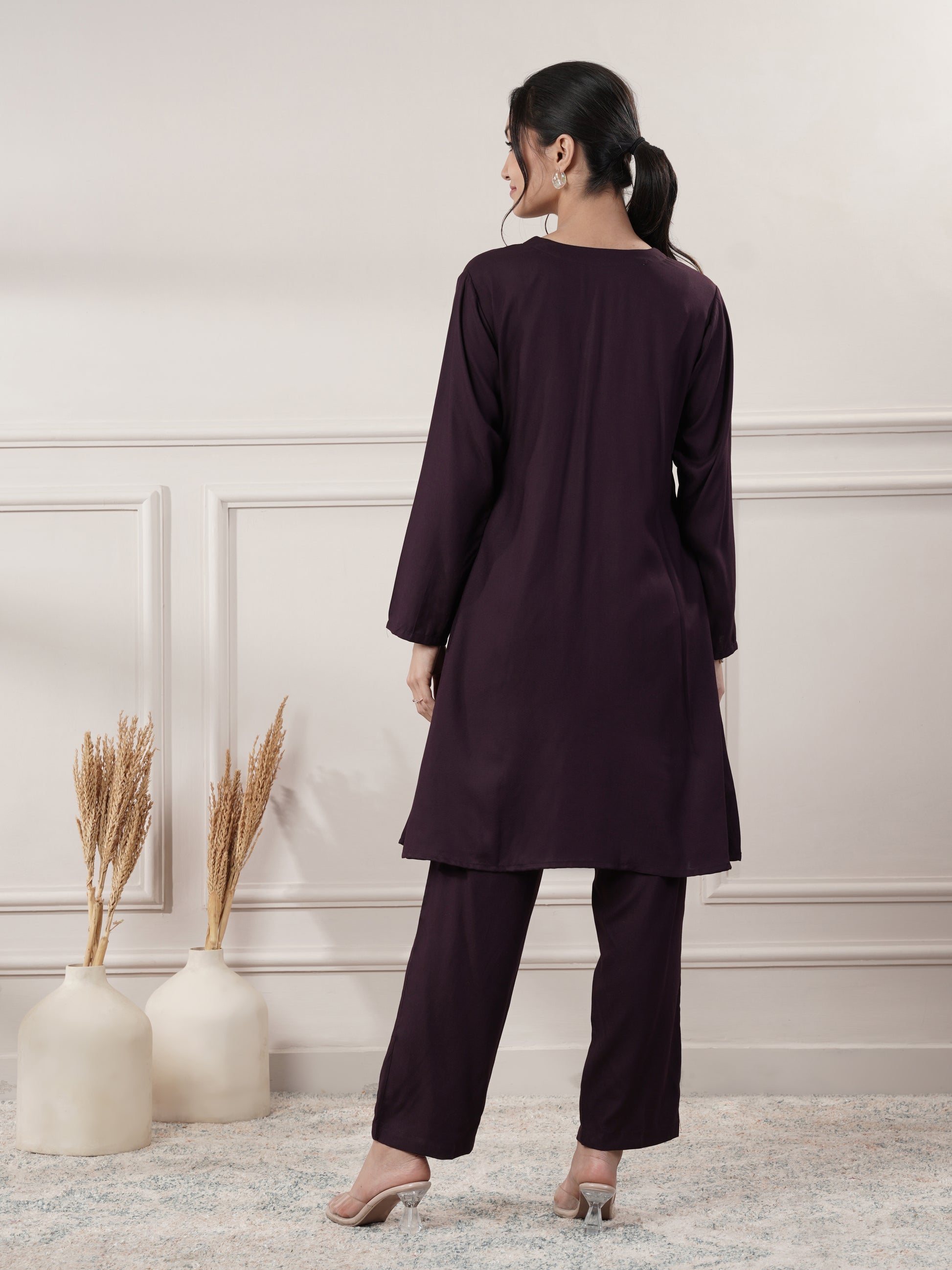 Rayon Purple Co-Ord Set With Pant