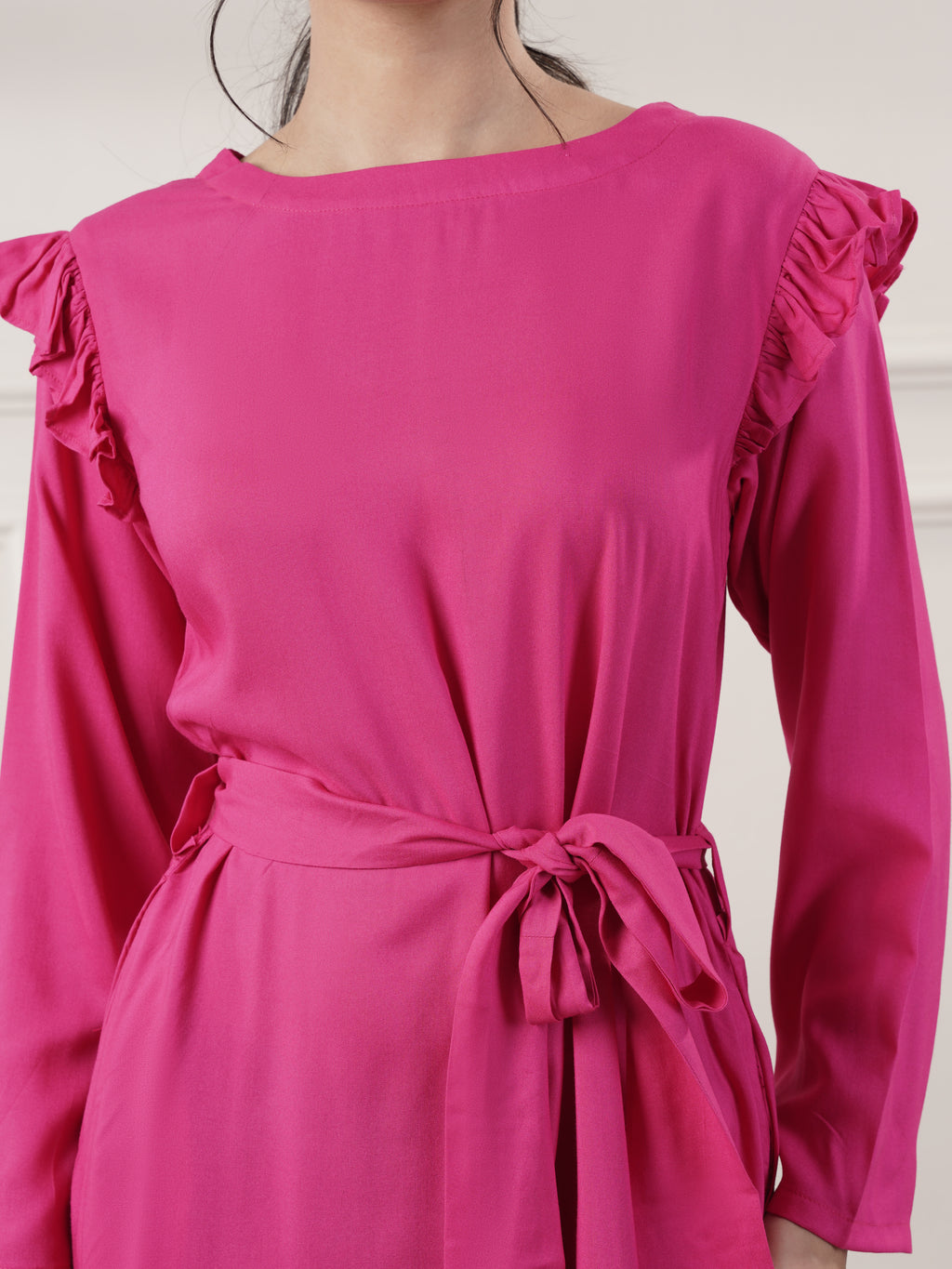 Rayon Pink Midi Party Wear Dress