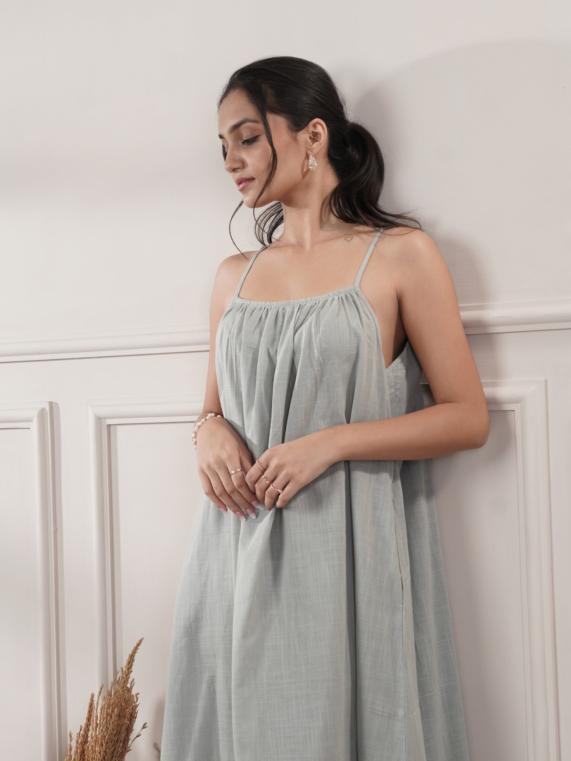 Grey Midi Party Wear Dress