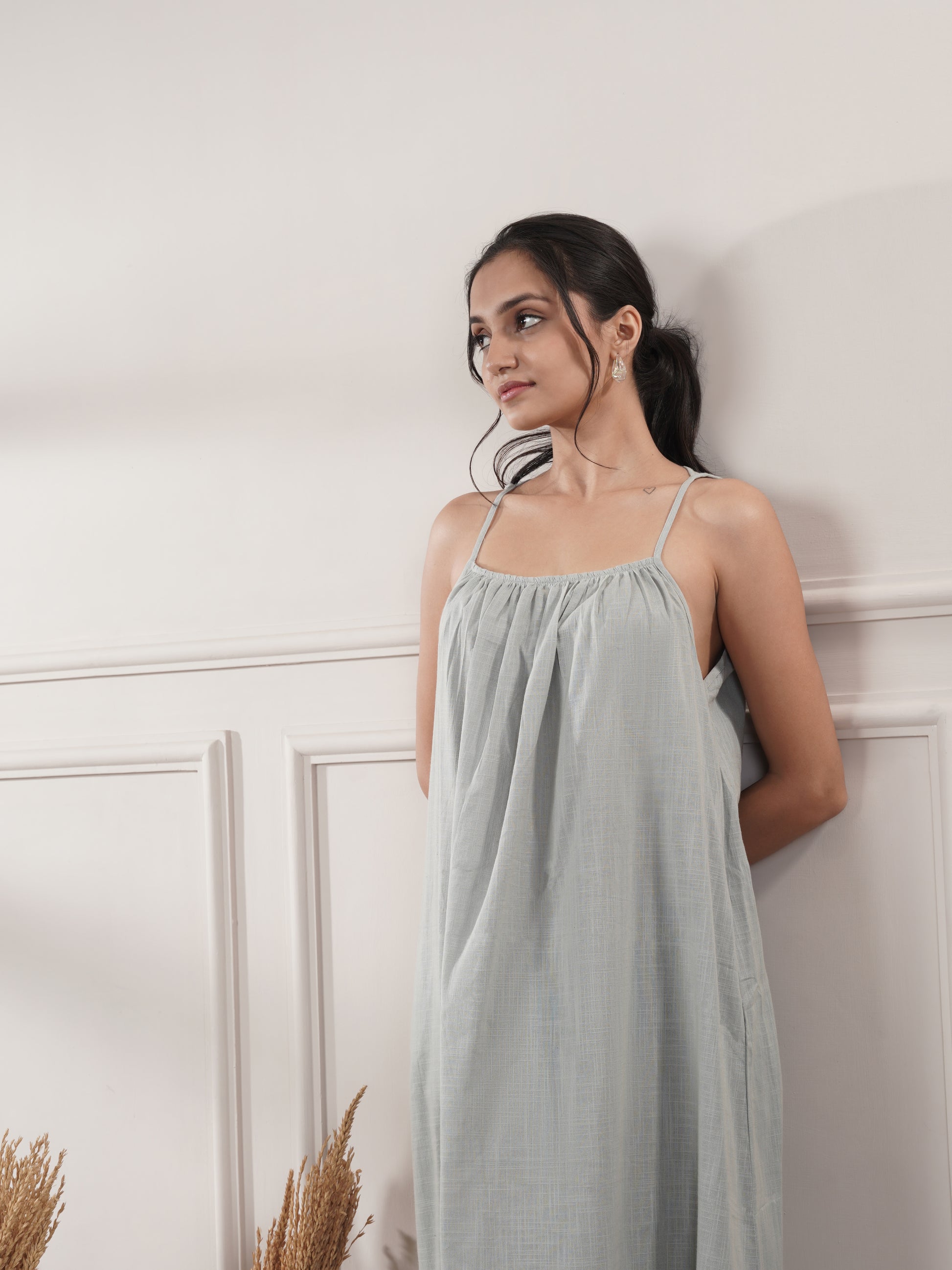 Grey Midi Party Wear Dress