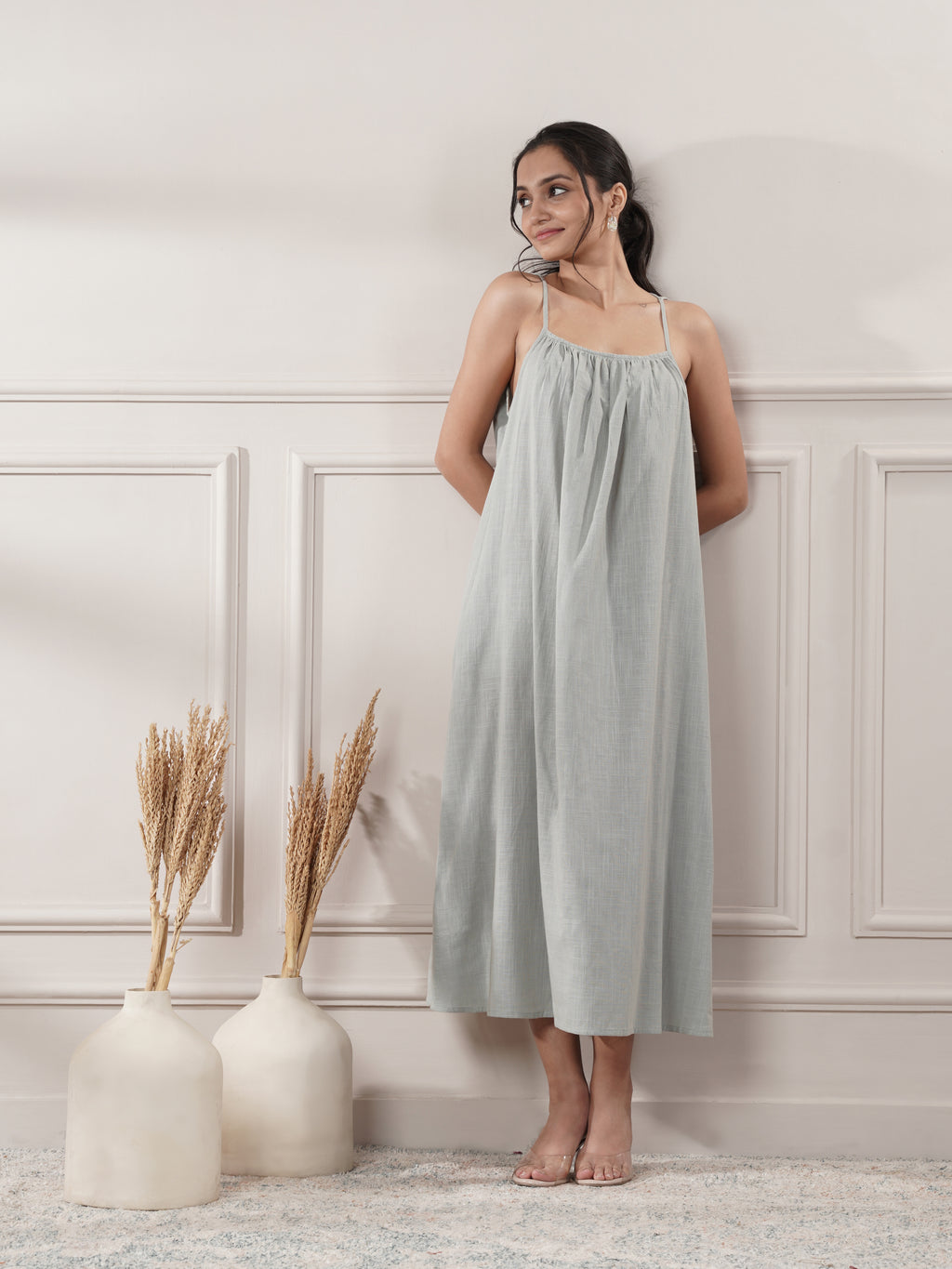 Grey Midi Party Wear Dress
