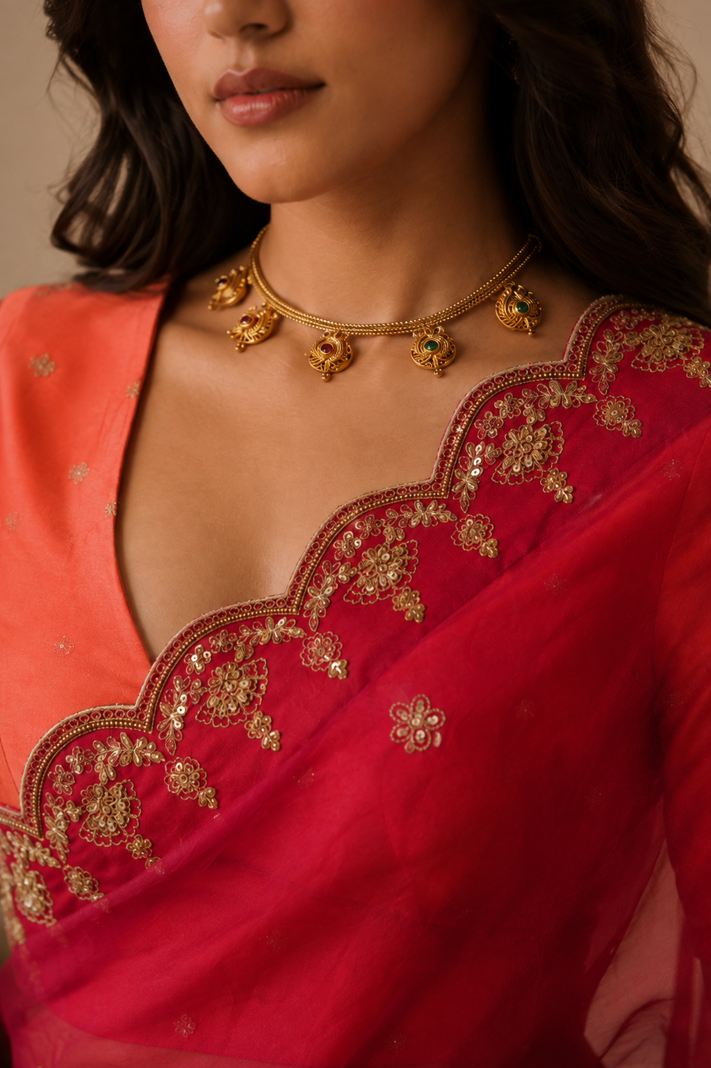 Women's Ruby pink Silk Organza  Saree with Unstitched Blouse