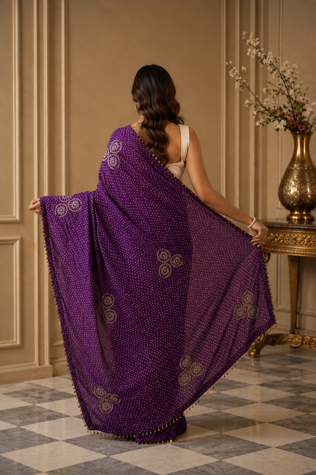 Women's Purple Modal Silk  Saree with Unstitched Blouse
