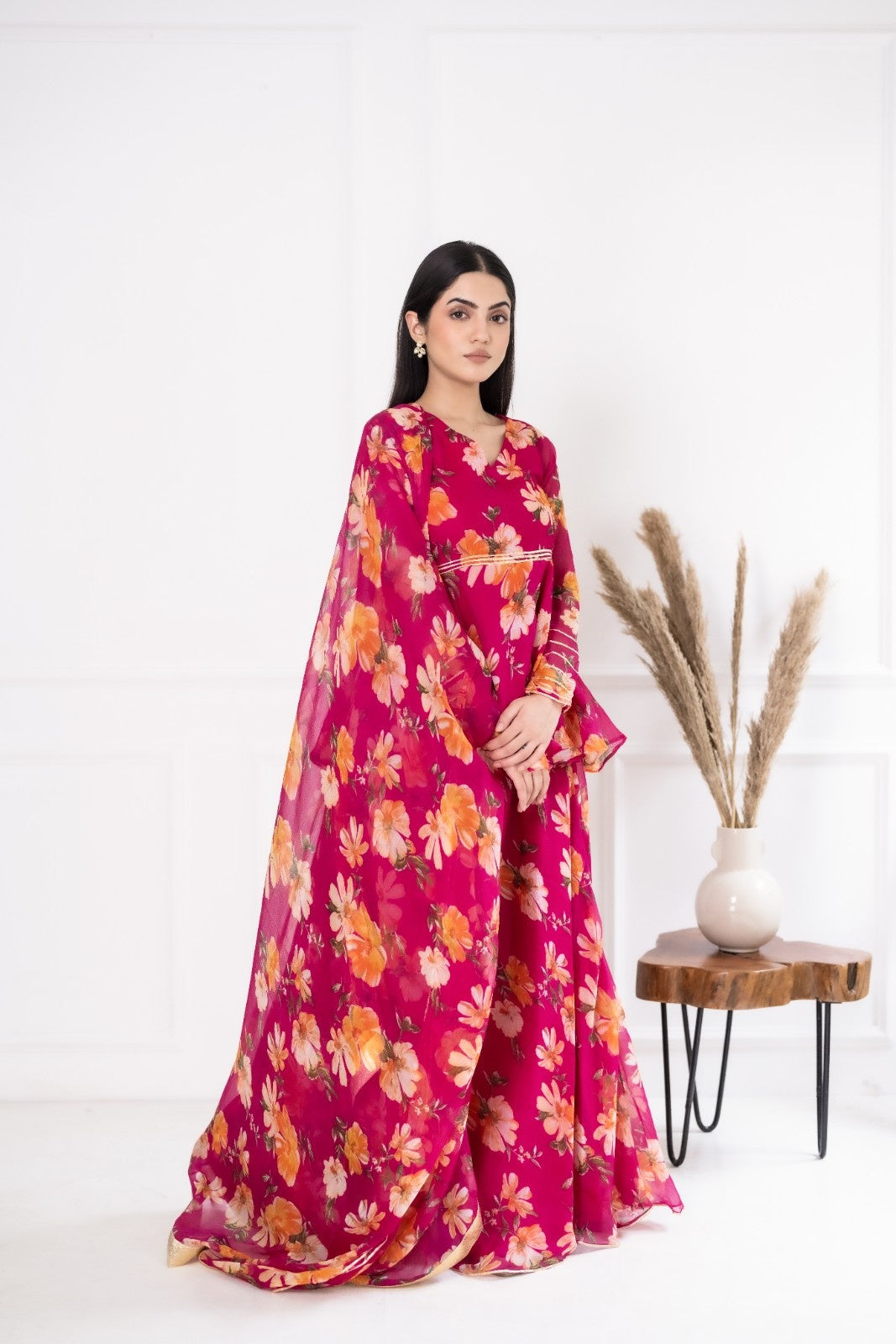 Pink Chiffon Embroidered Lehenga