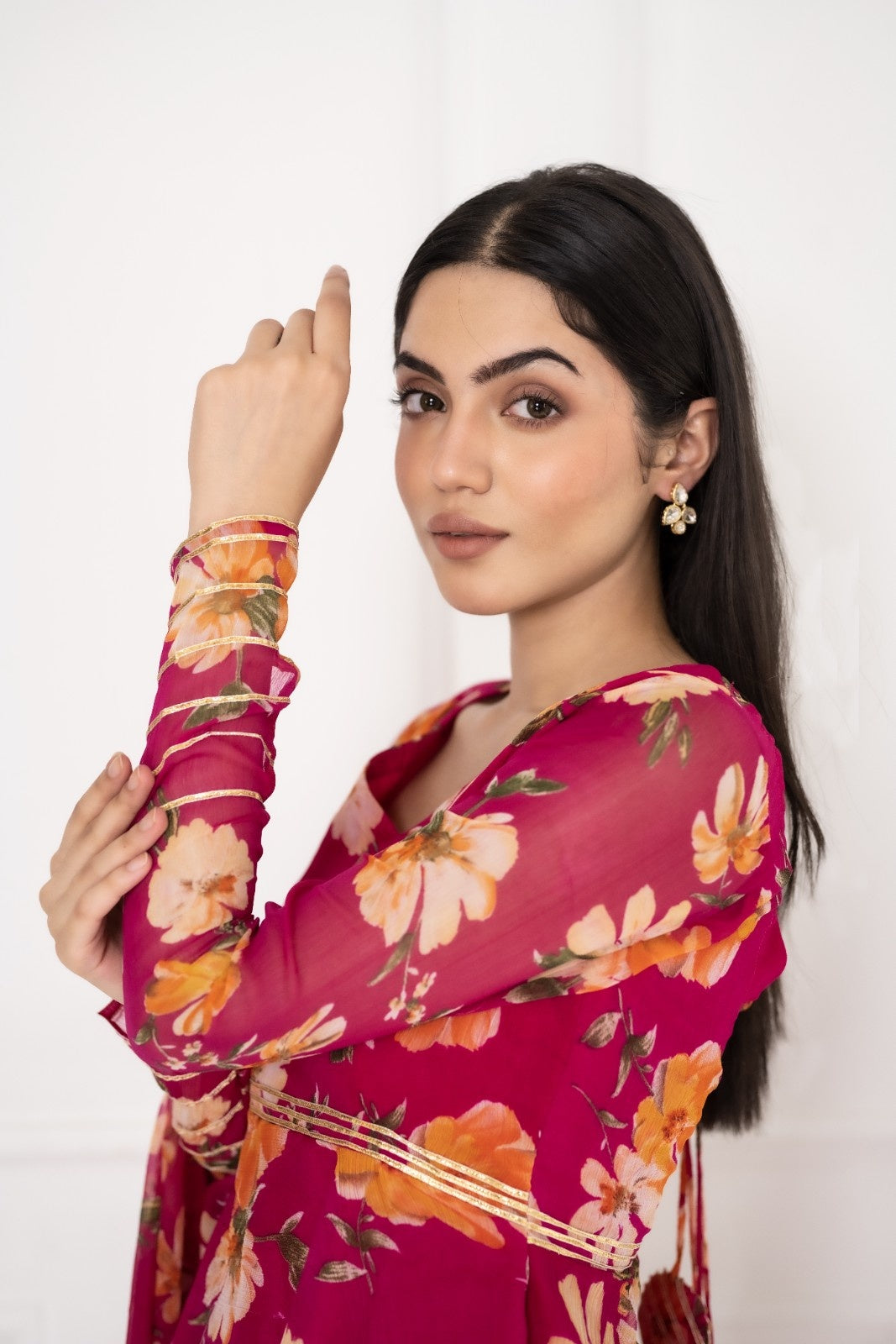 Pink Chiffon Embroidered Lehenga