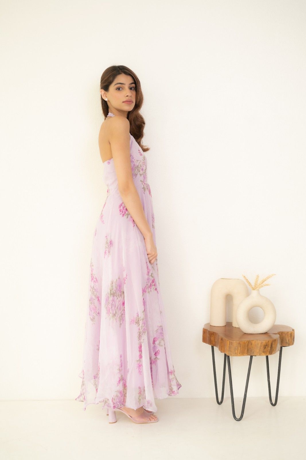 Purple Chiffon Printed Dress