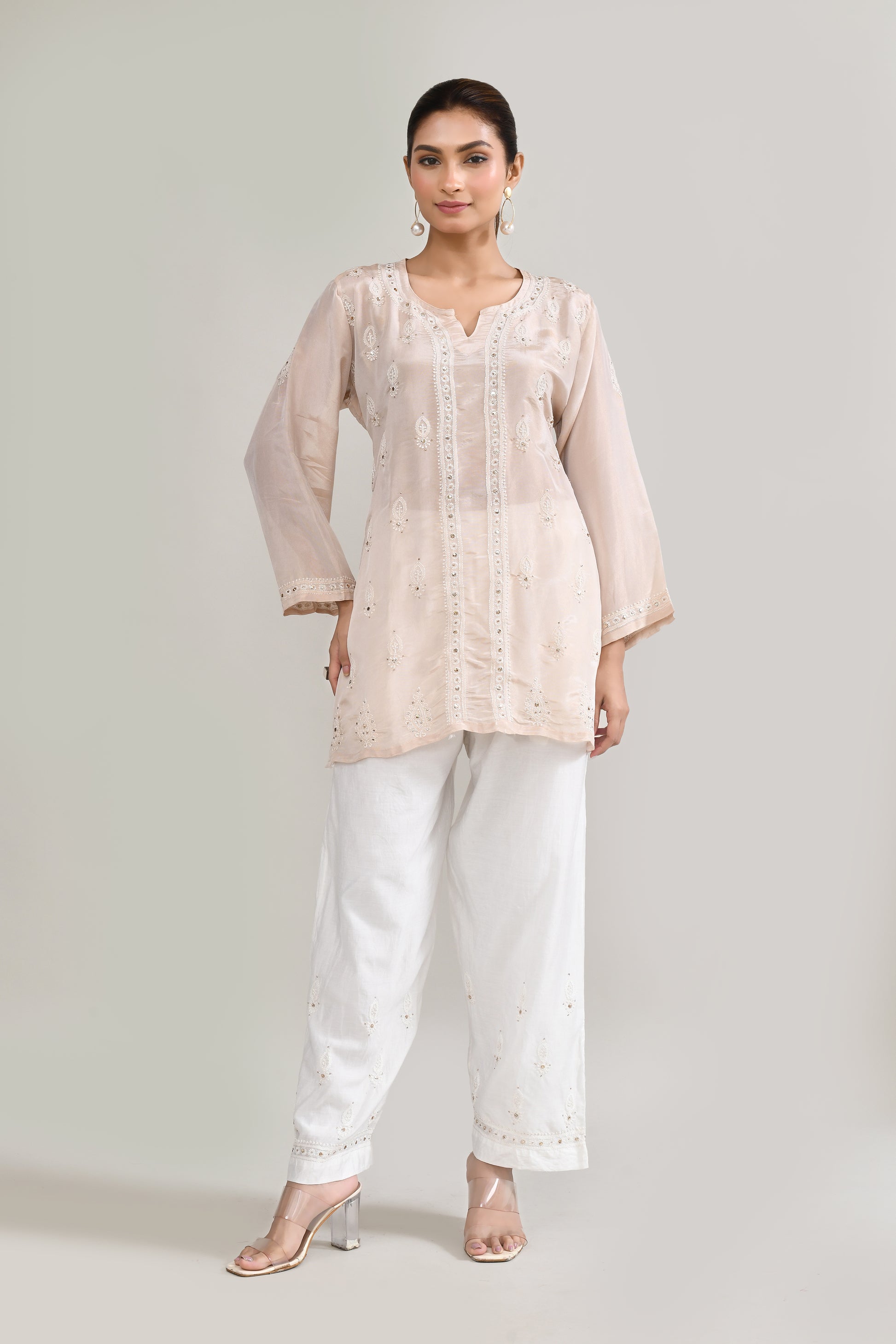 Cotton Chikankari Baby Pink Cord set
