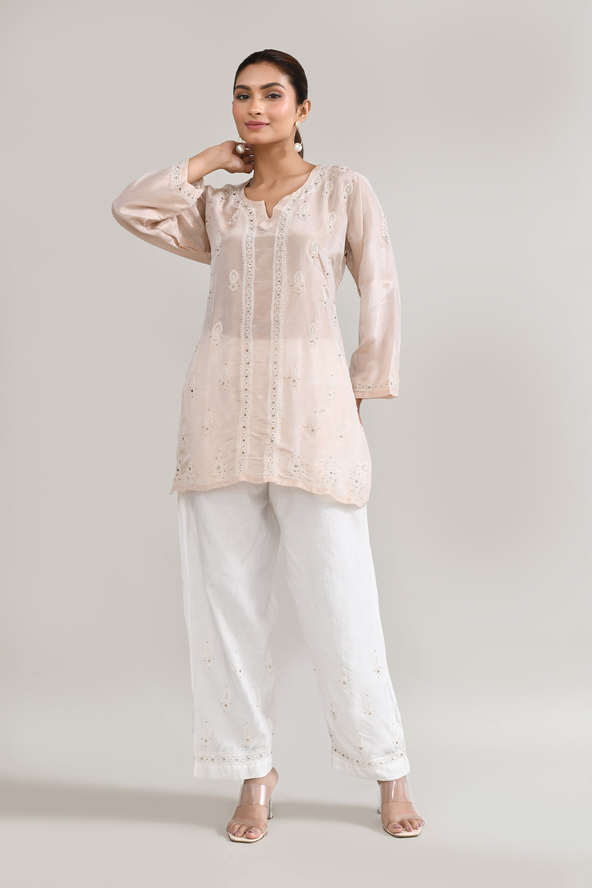 Cotton Chikankari Baby Pink Cord set