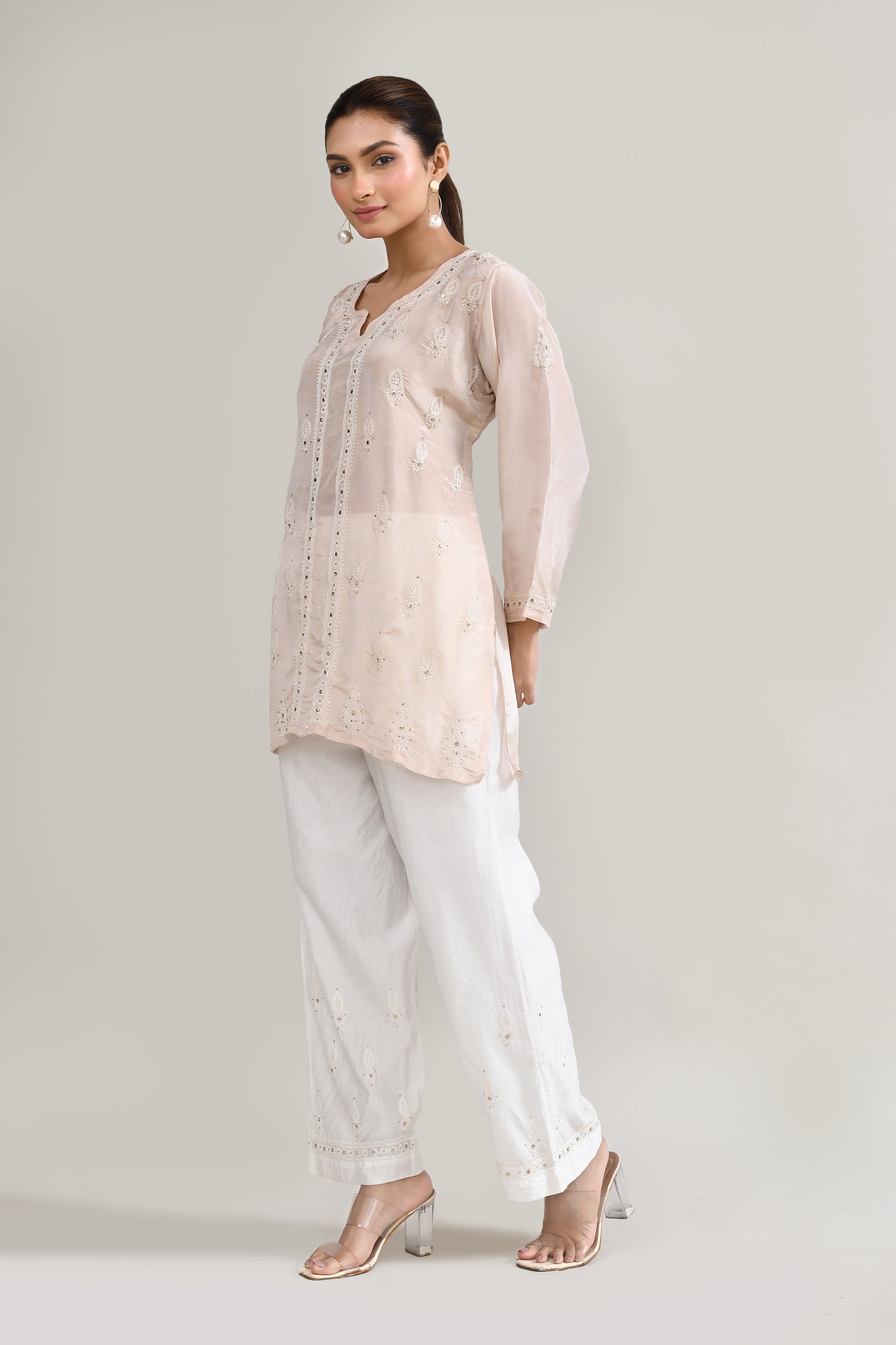 Cotton Chikankari Baby Pink Cord set