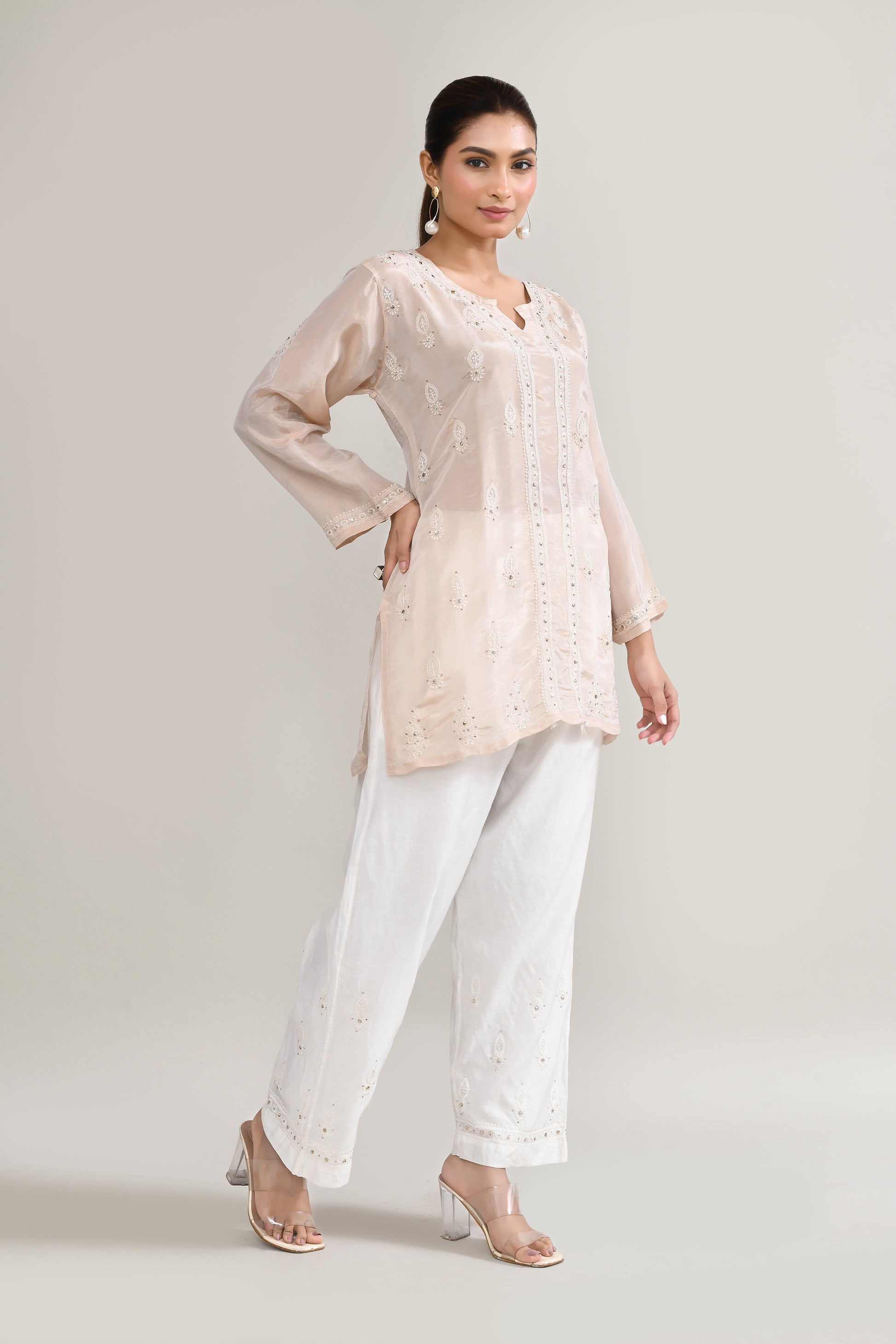 Cotton Chikankari Baby Pink Cord set
