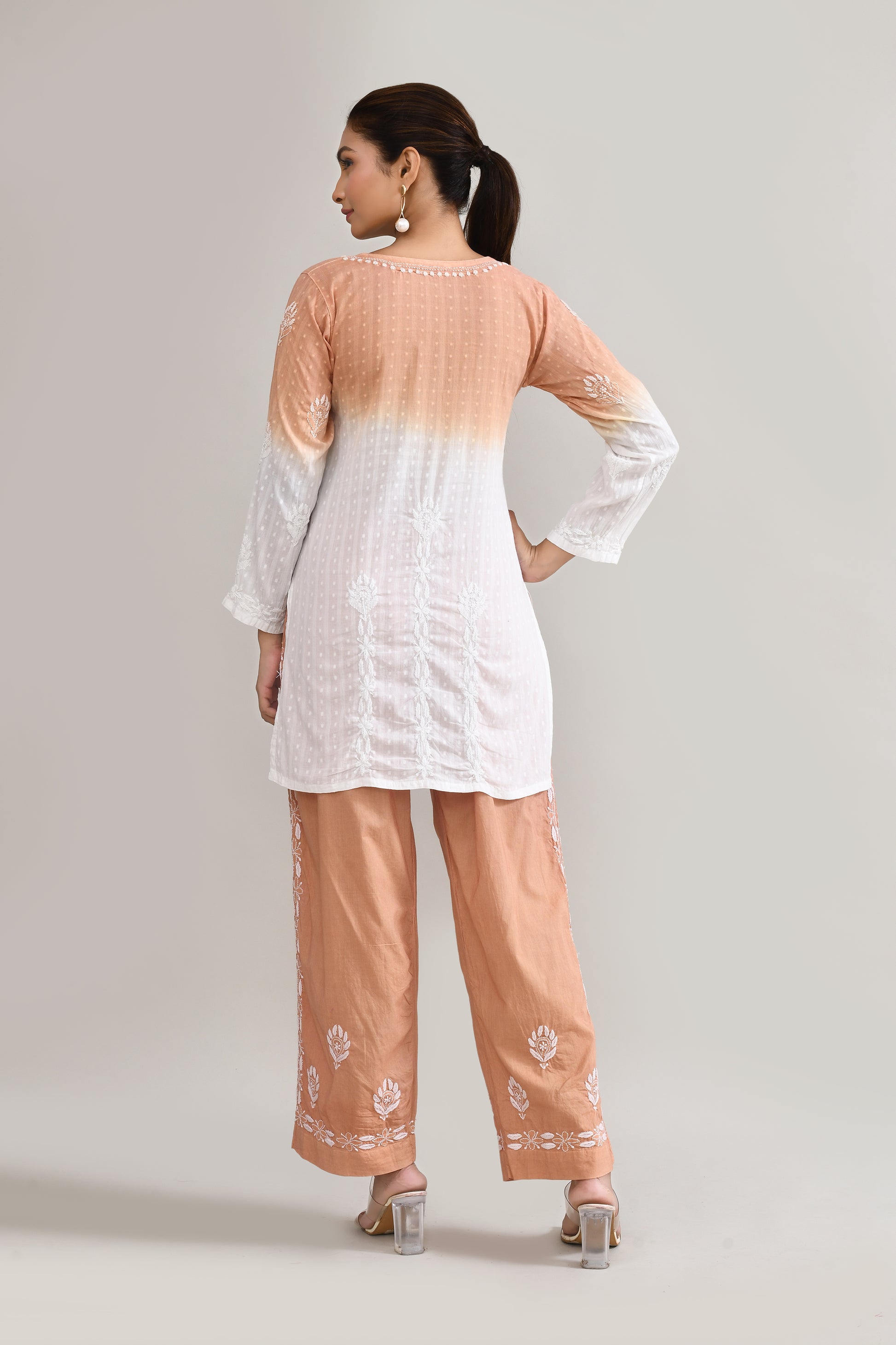 Cotton Chikankari Brown Cord set