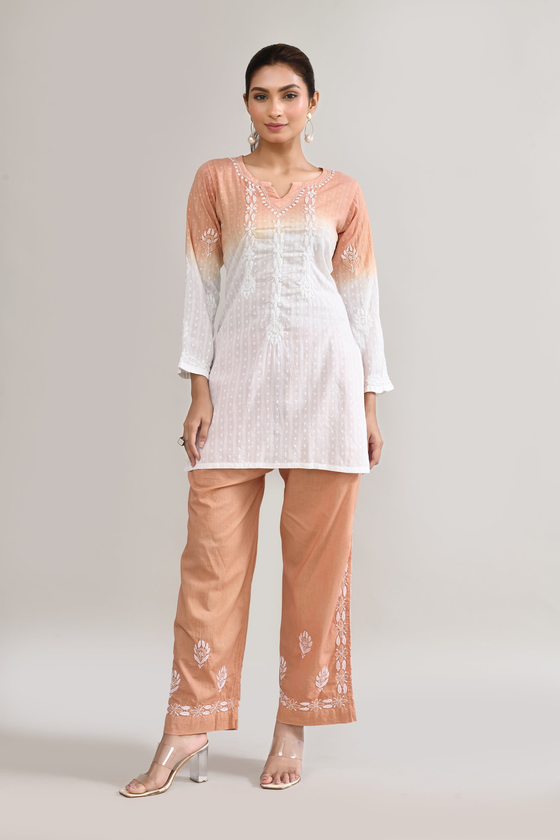 Cotton Chikankari Brown Cord set