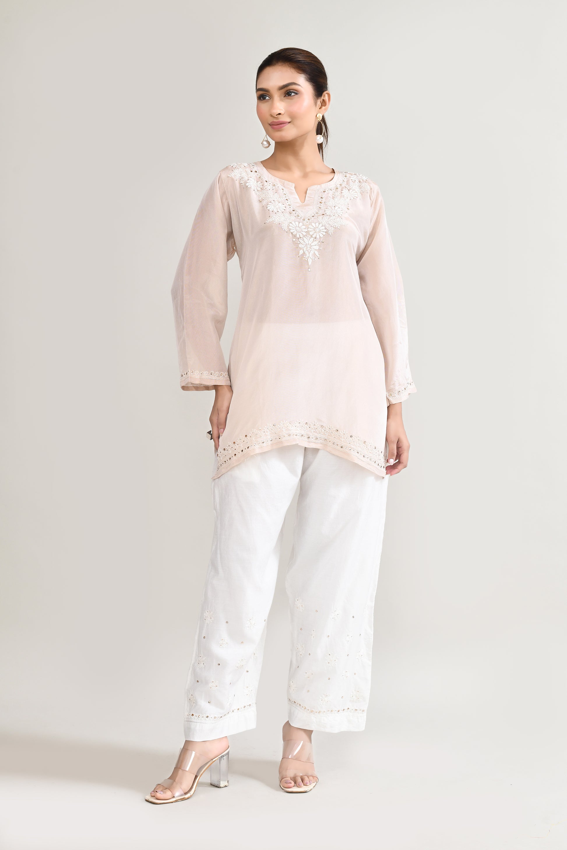 Cotton Chikankari Off White Cord set