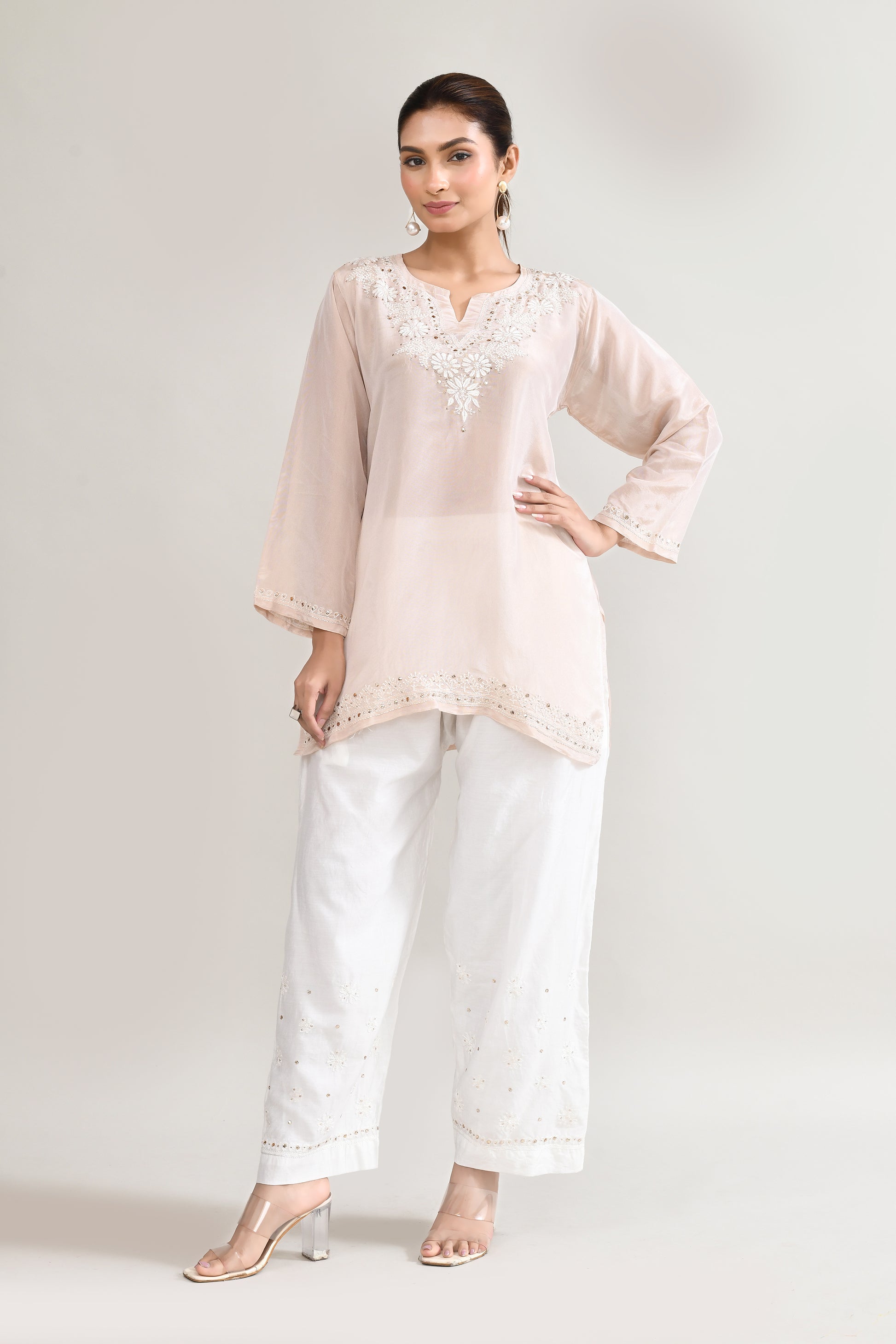 Cotton Chikankari Off White Cord set