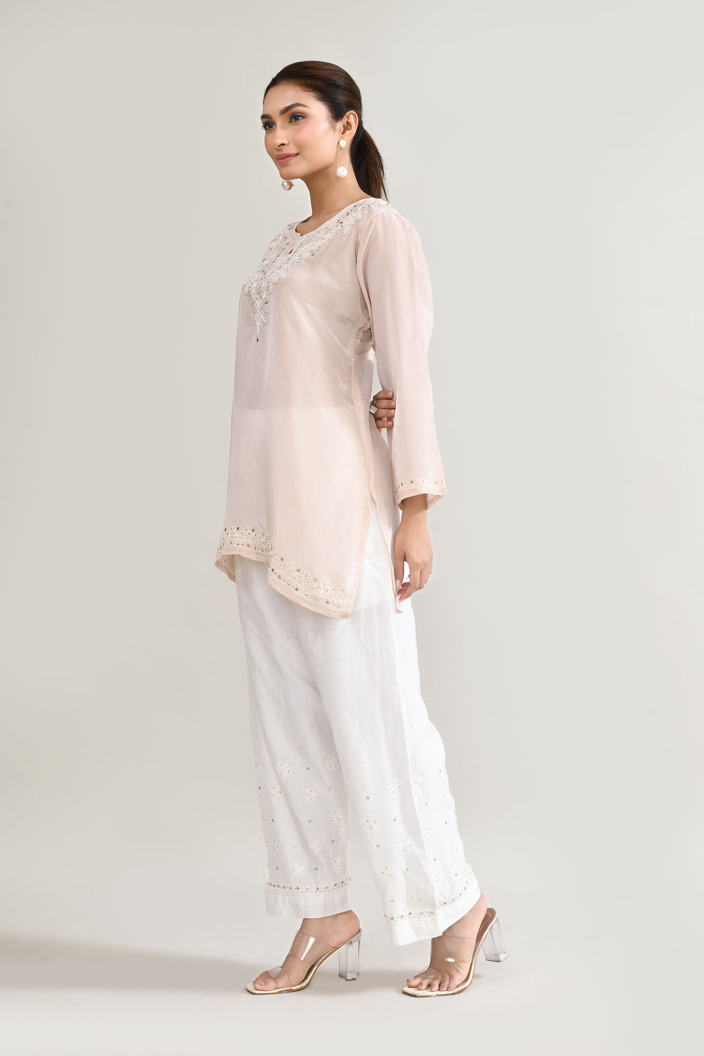 Cotton Chikankari Off White Cord set