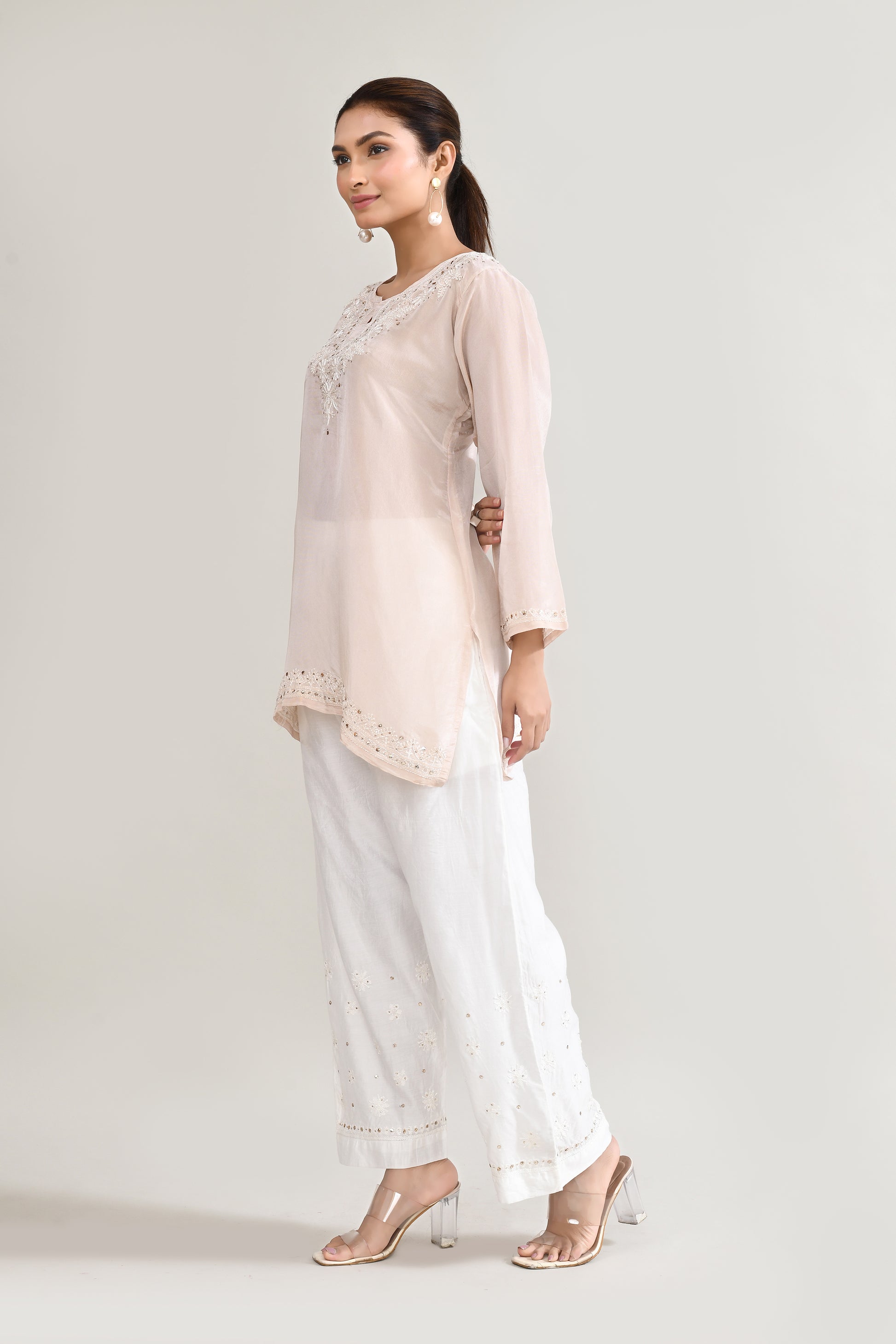 Cotton Chikankari Off White Cord set