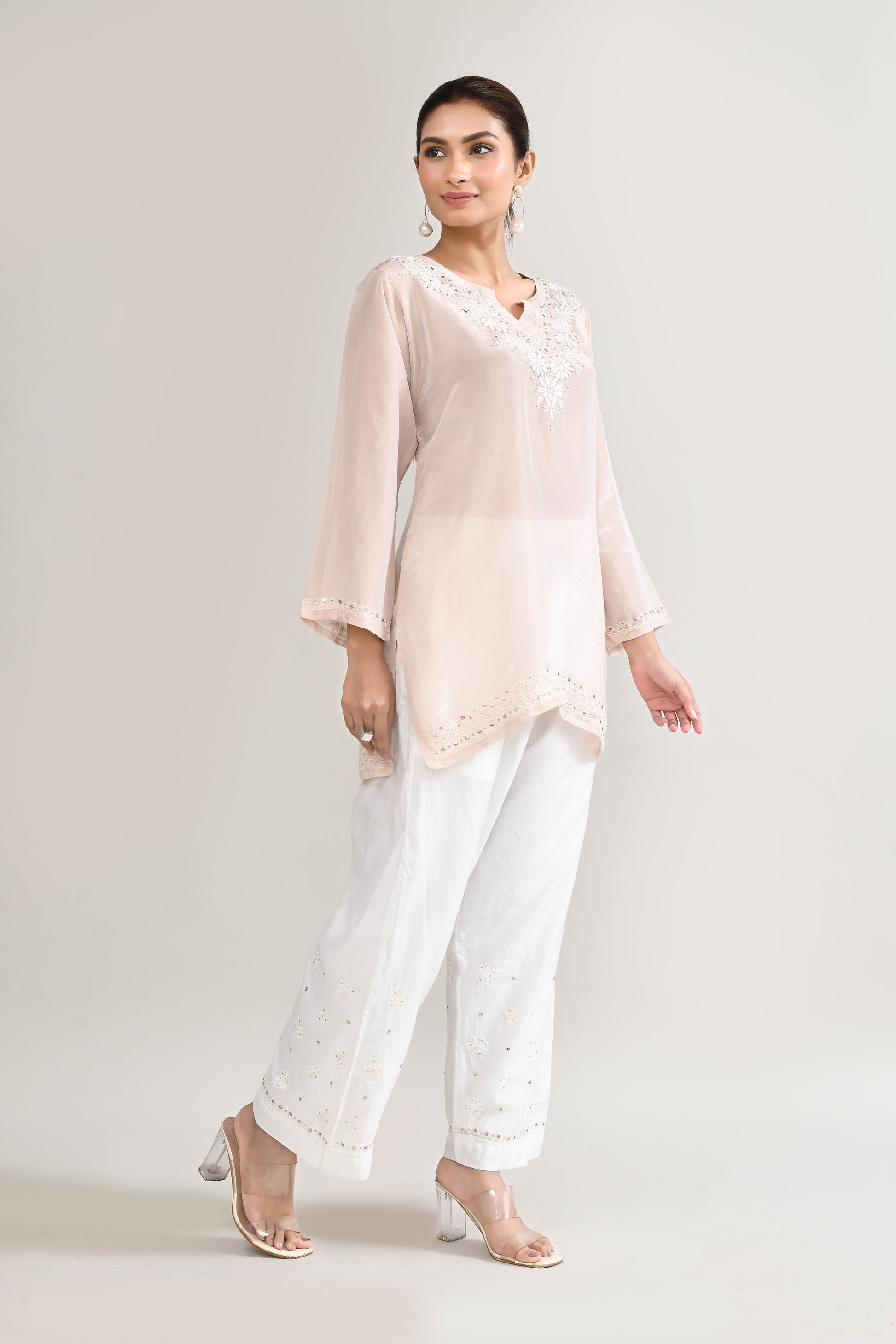 Cotton Chikankari Off White Cord set