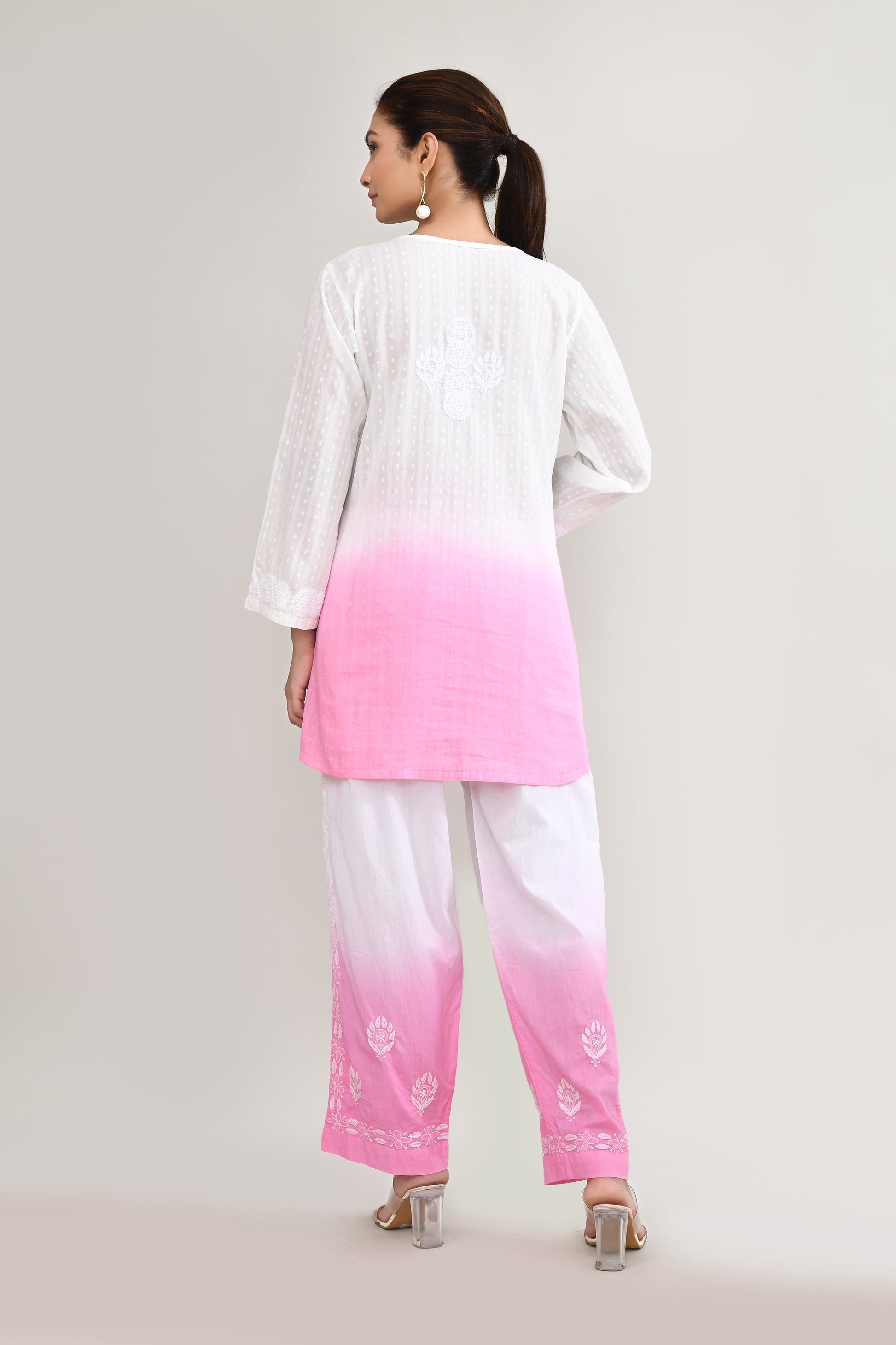 Cotton Chikankari Pink Cord set