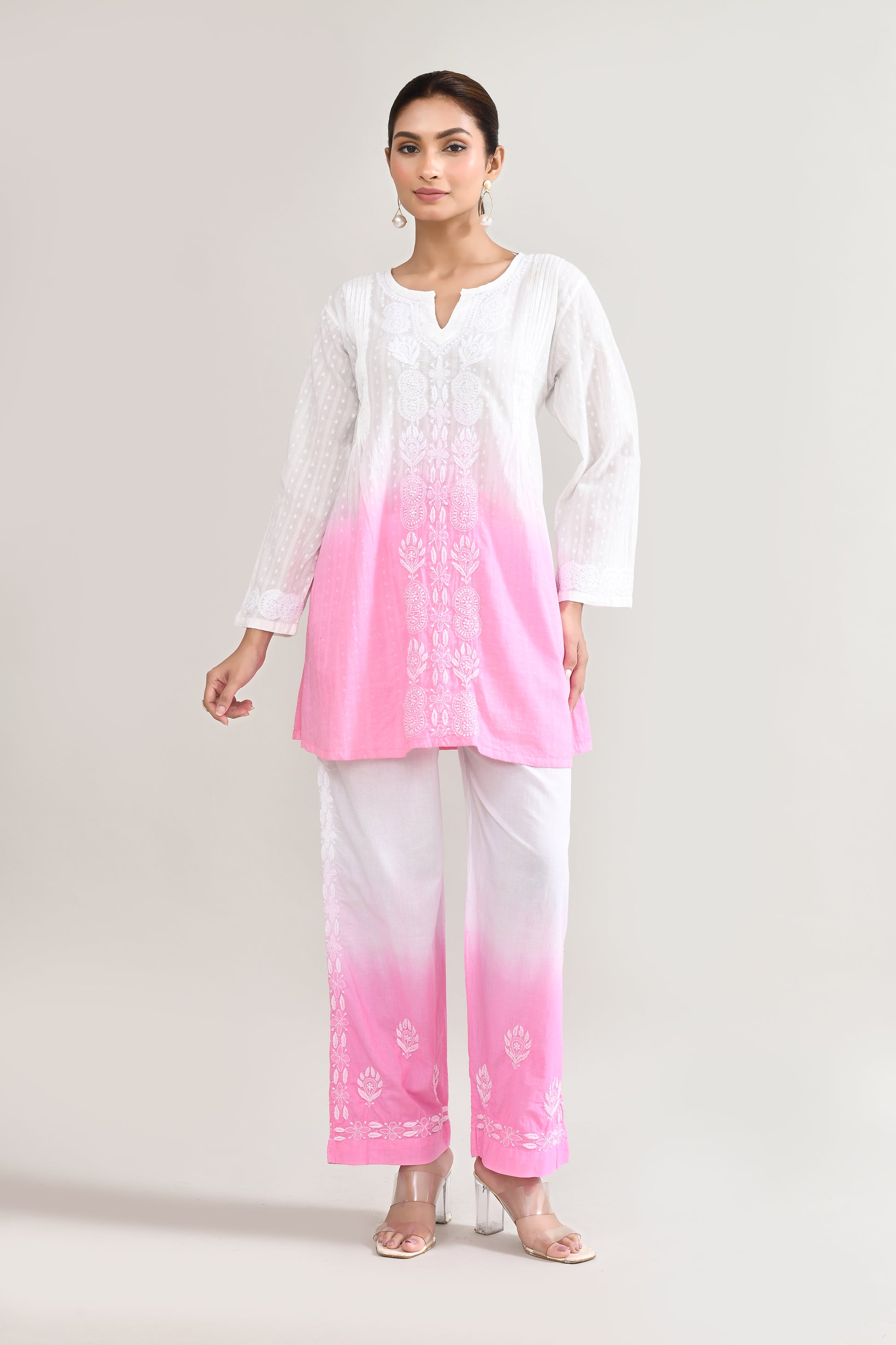 Cotton Chikankari Pink Cord set