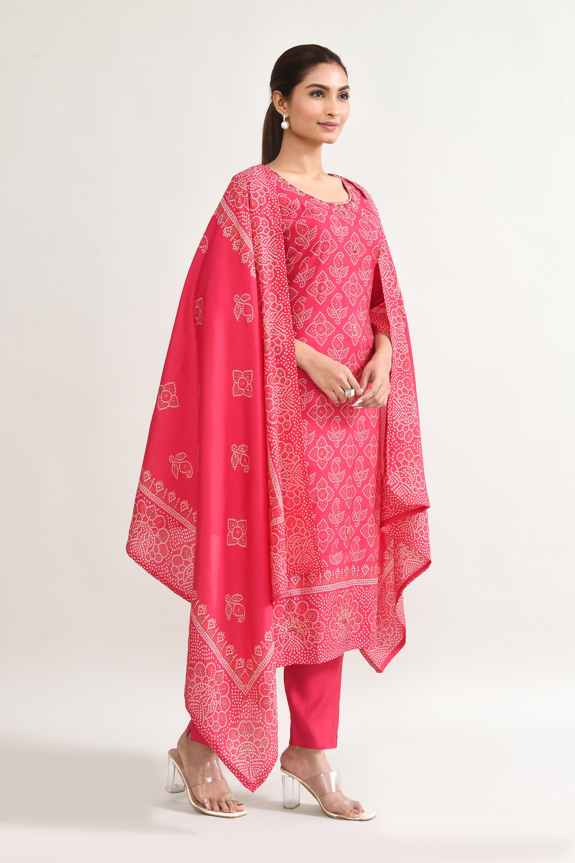 Pink Maslin Kurta Set with Embroidery
