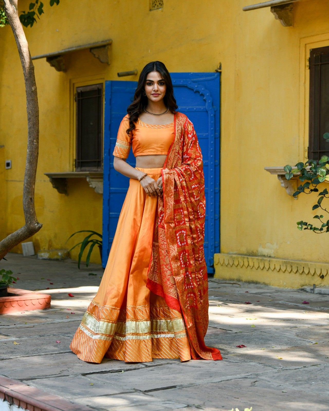 Yellow Banarasi Silk Lehenga