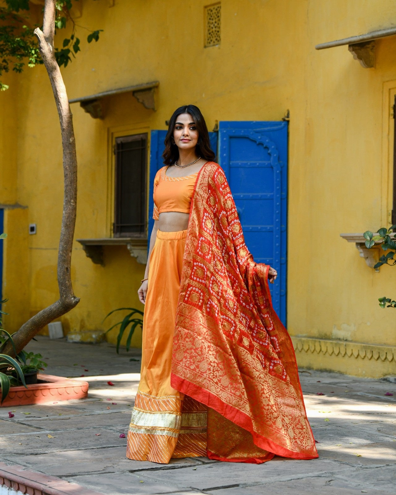 Yellow Banarasi Silk Lehenga