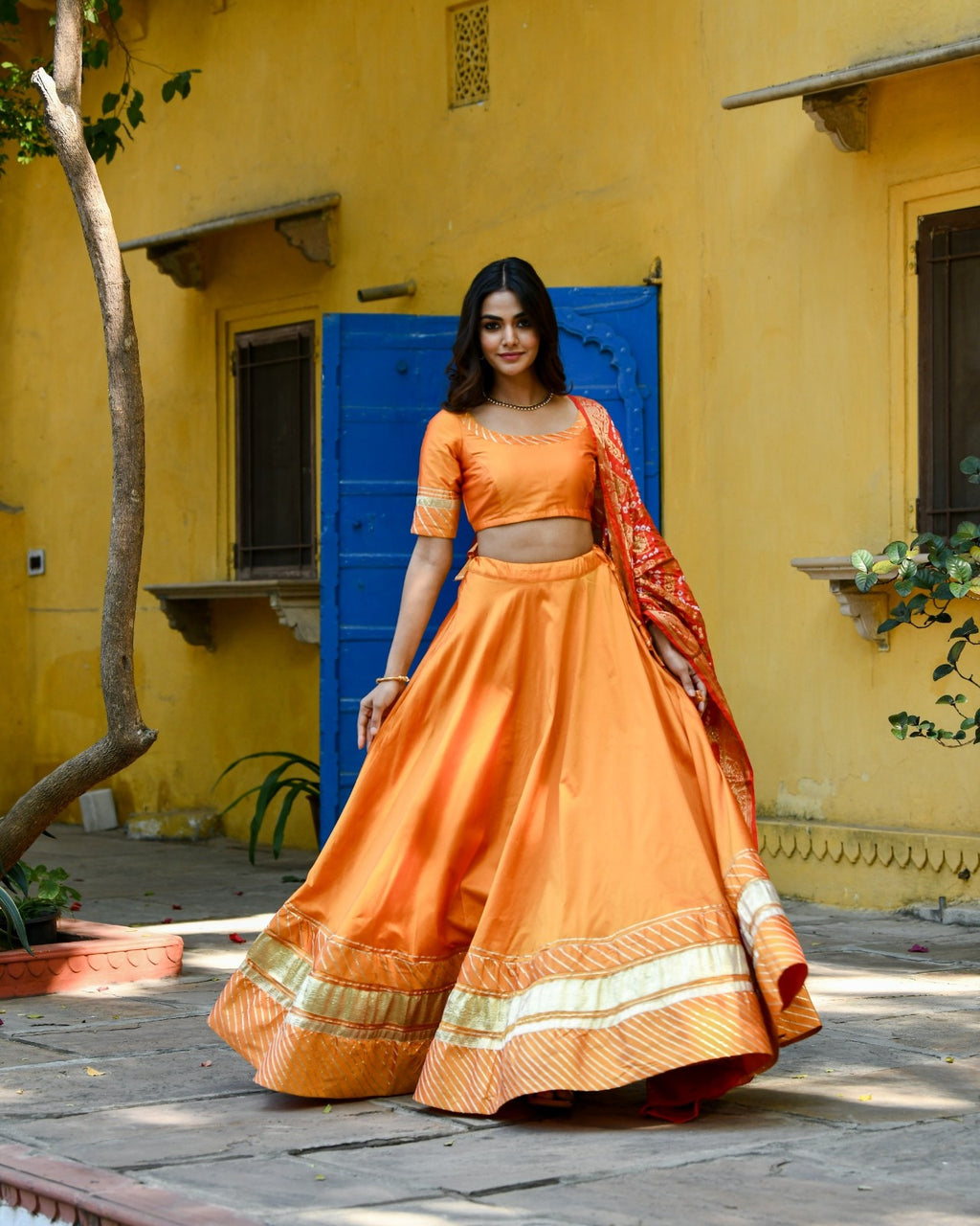 Yellow Banarasi Silk Lehenga