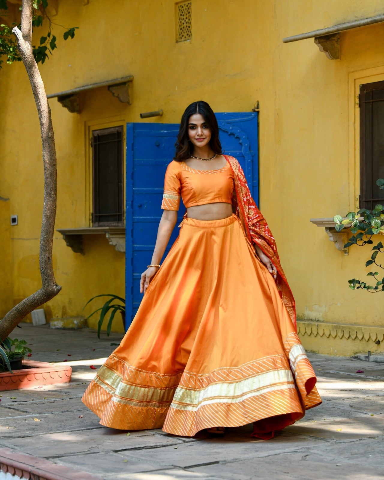 Yellow Banarasi Silk Lehenga
