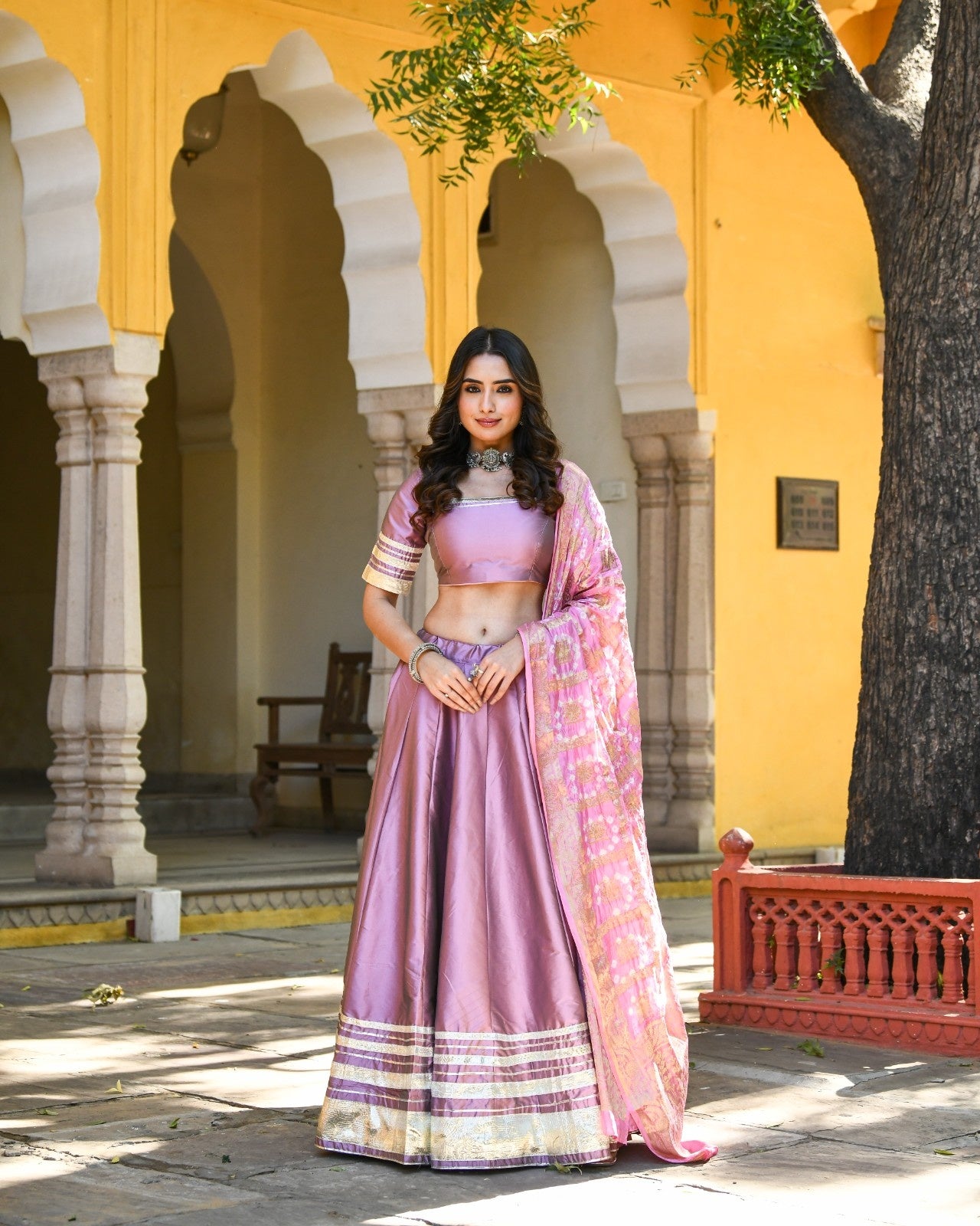 Purple Banarasi Silk Lehenga