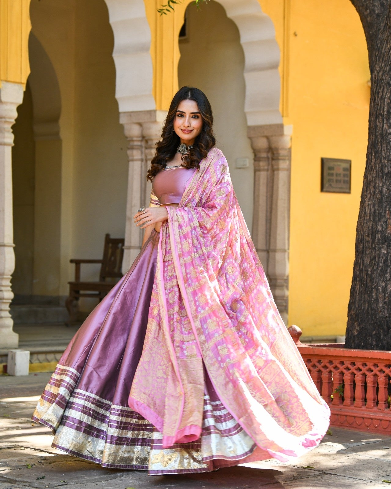 Purple Banarasi Silk Lehenga