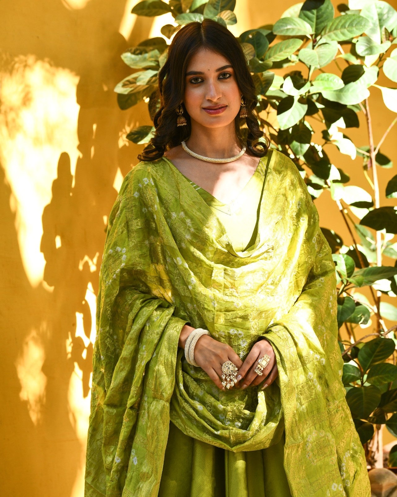 Green Banarasi Silk Lehenga