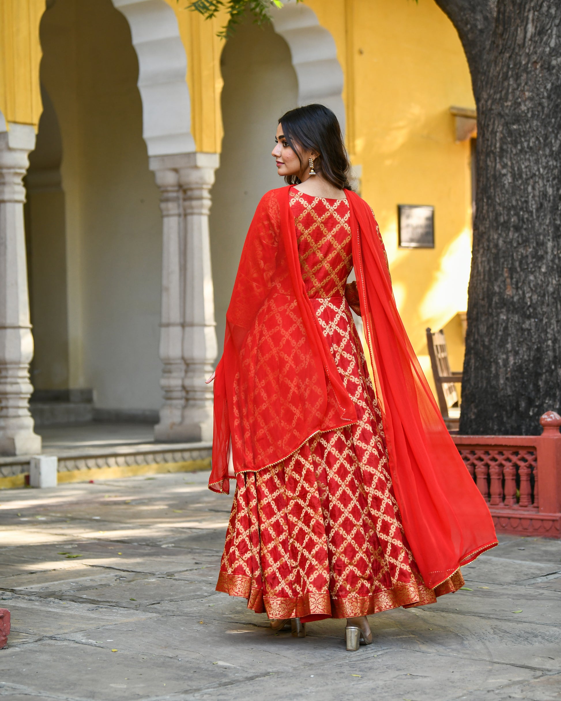 Maroon Brocade Banarasi Silk Kurta Set