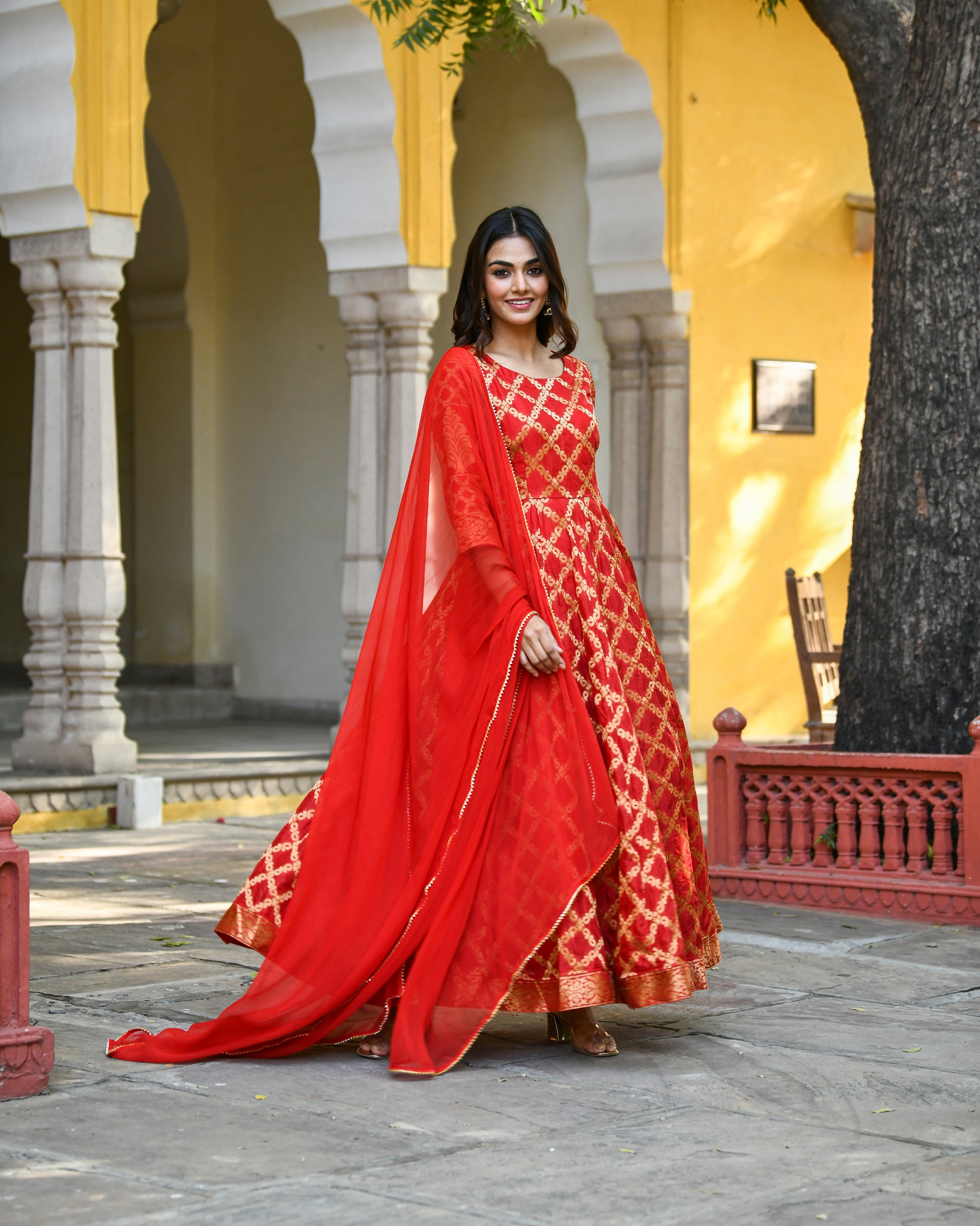Maroon Brocade Banarasi Silk Kurta Set