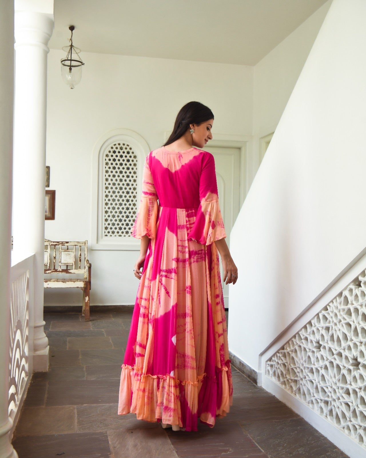 Pink Chiffon Printed Dress