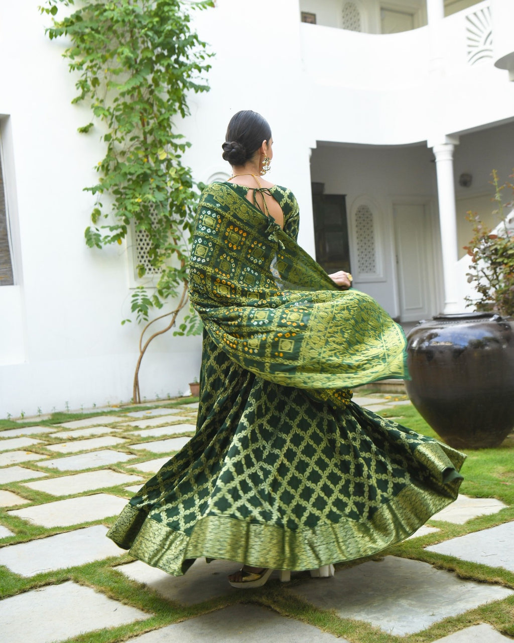 Green Brocade Banarasi Silk Lehenga